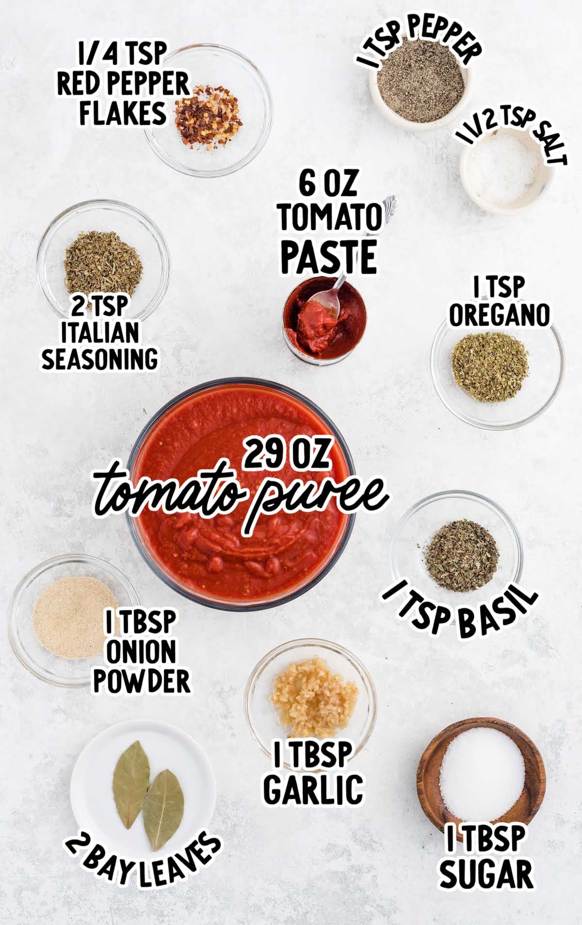 Pizza Sauce raw ingredients that are labeled