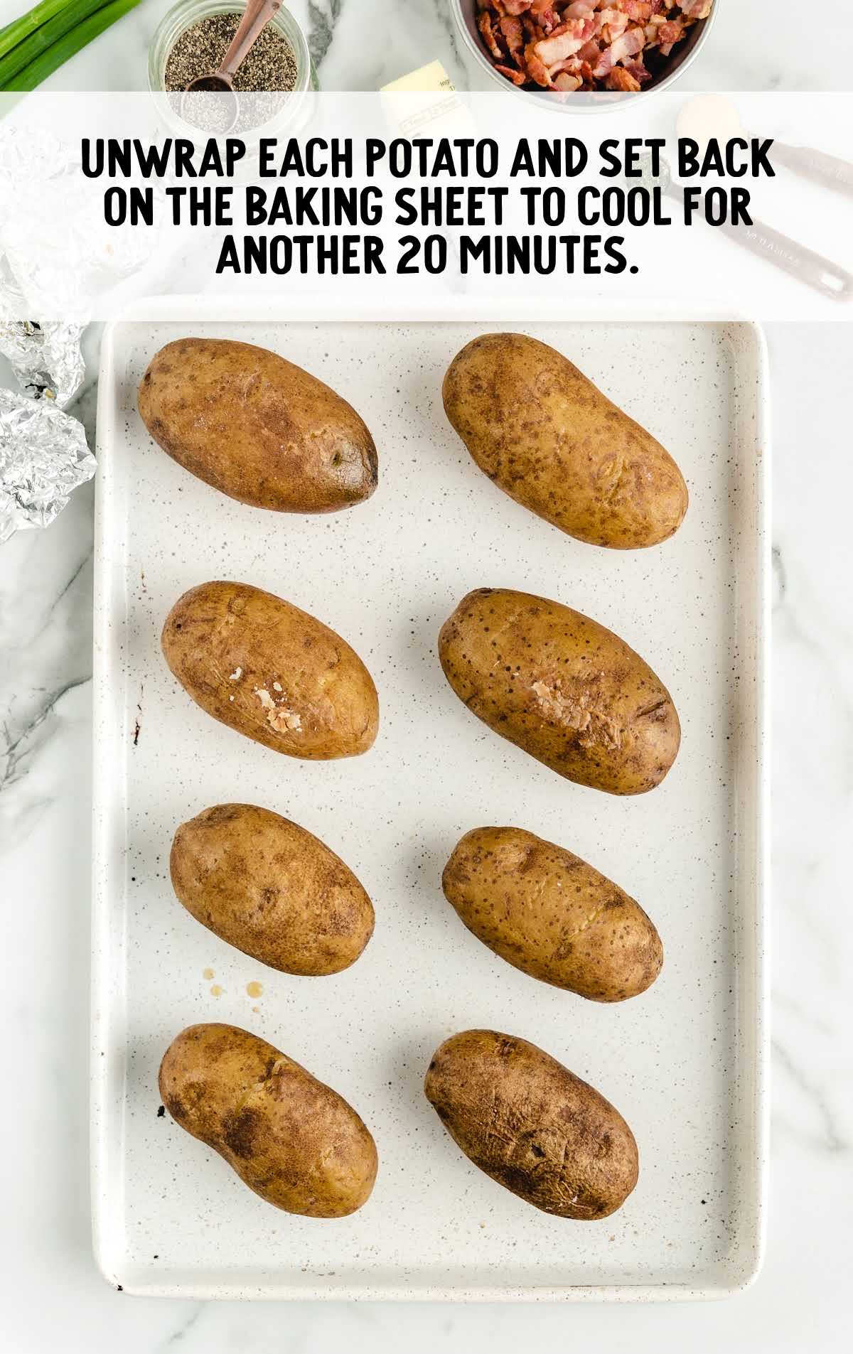 potatoes after being cooked and unwrapped