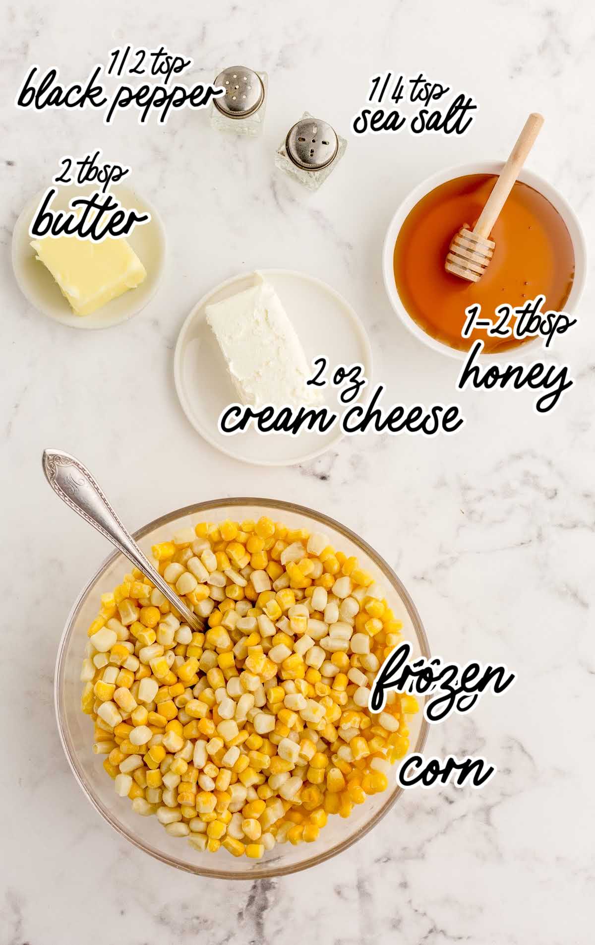honey butter skillet corn raw ingredients that are labeled