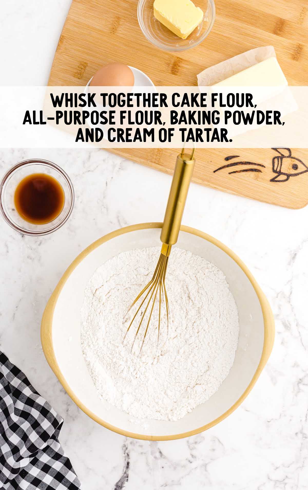flour, baking powder, and cream of tartar whisked together in a bowl