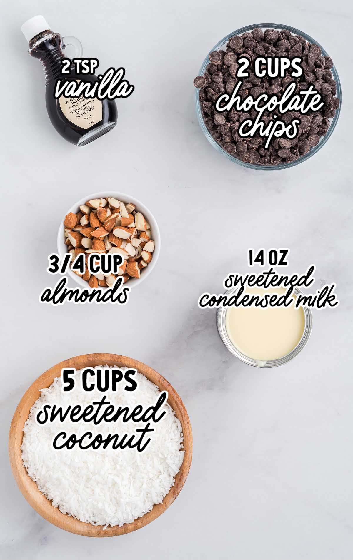 Almond Joy Cookies raw ingredients that are labeled
