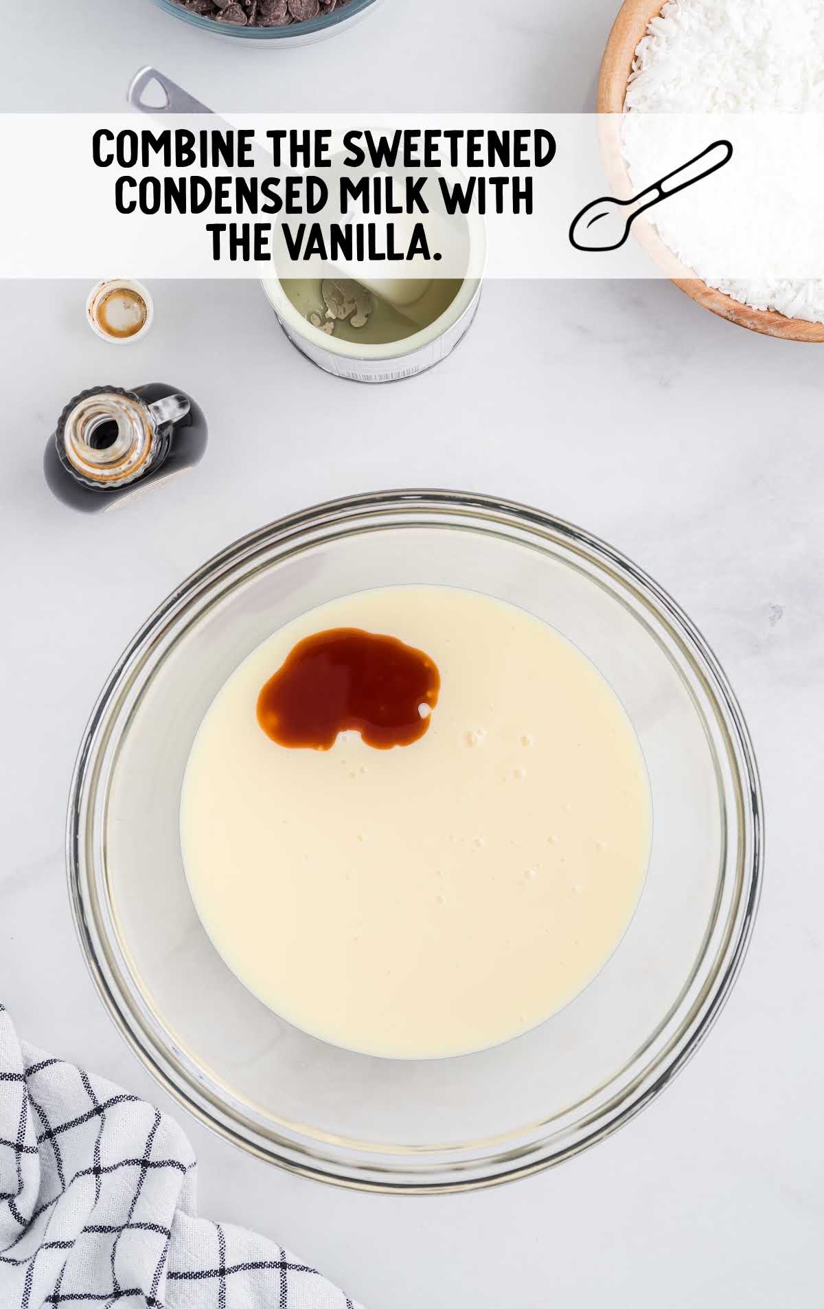 sweetened condensed milk and vanilla mixed together