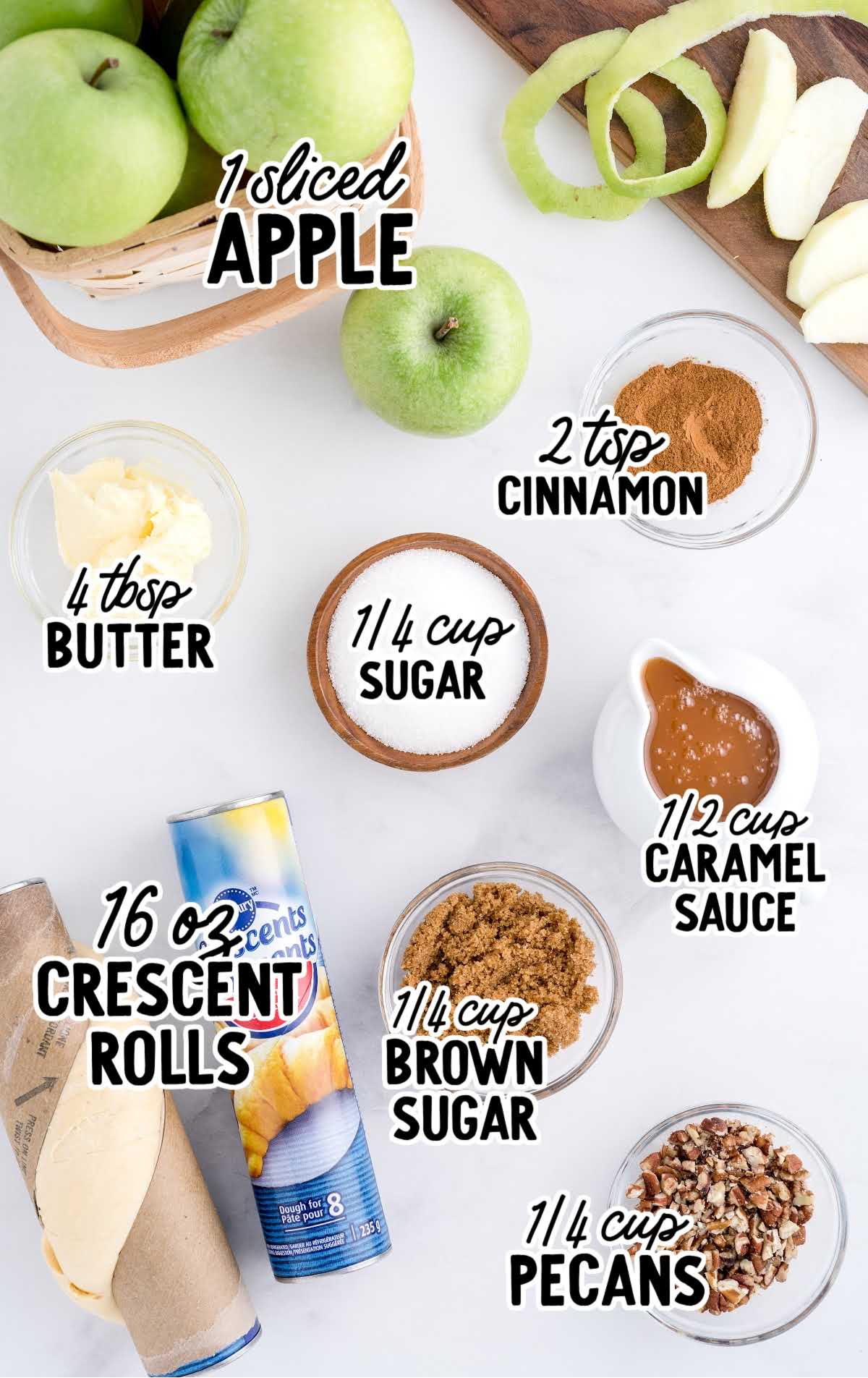 Apple Pie Bites raw ingredients that are labeled