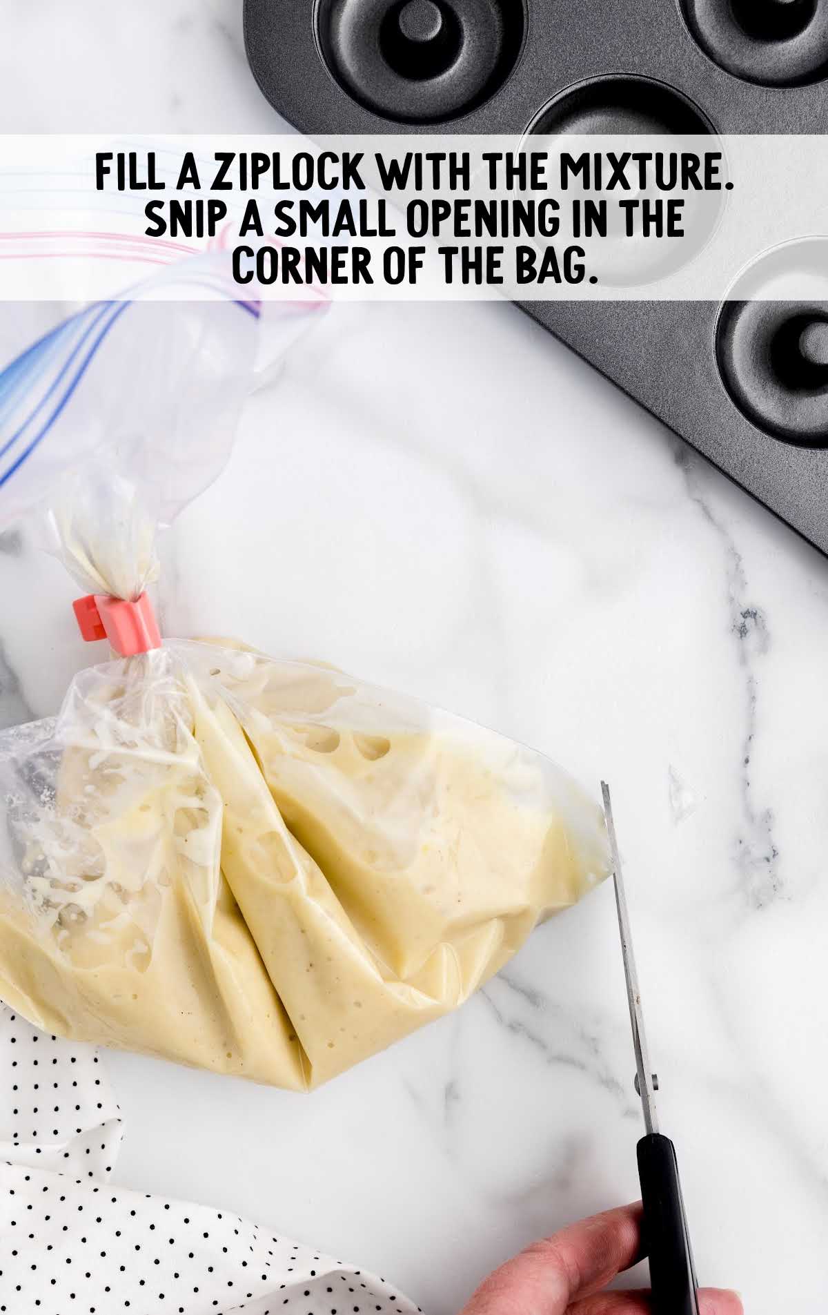 donut batter placed into a ziploc bag