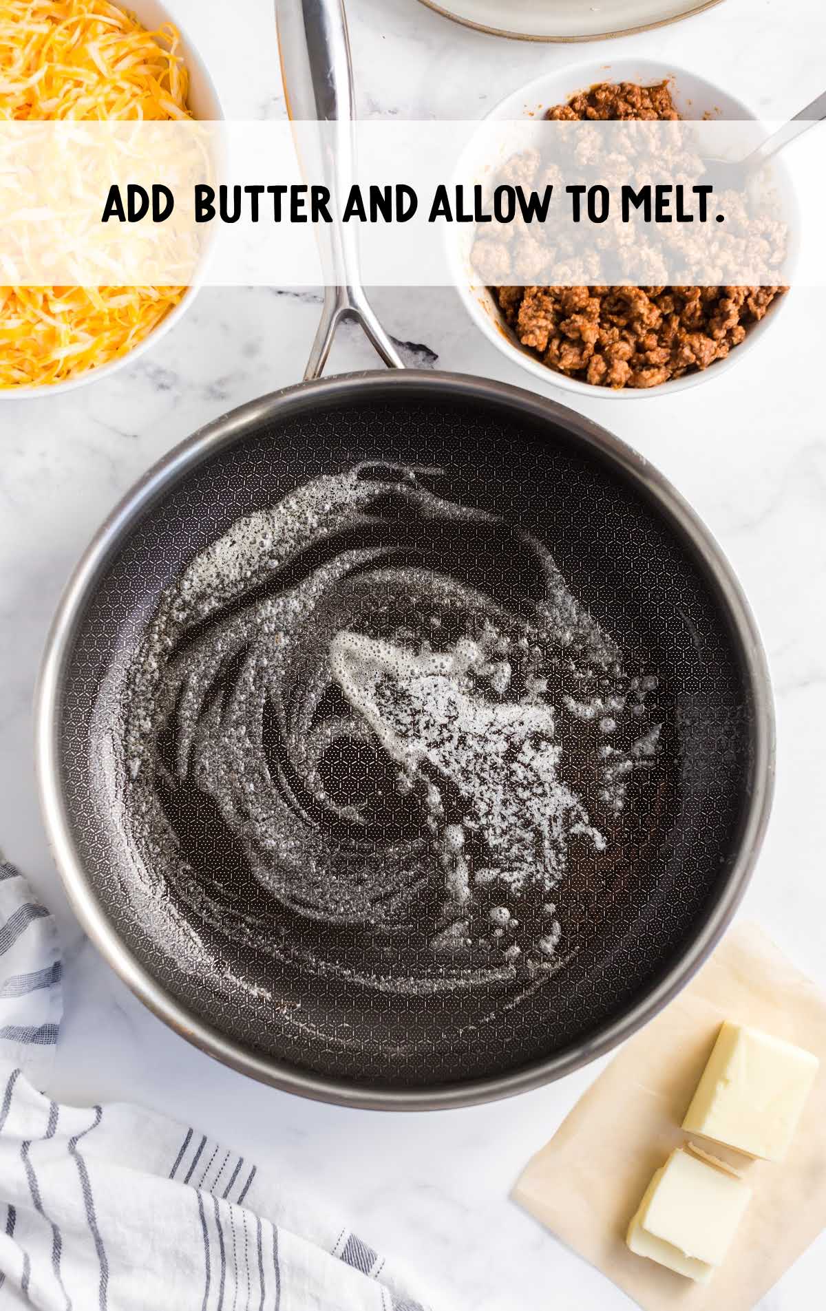 butter melted in a skillet