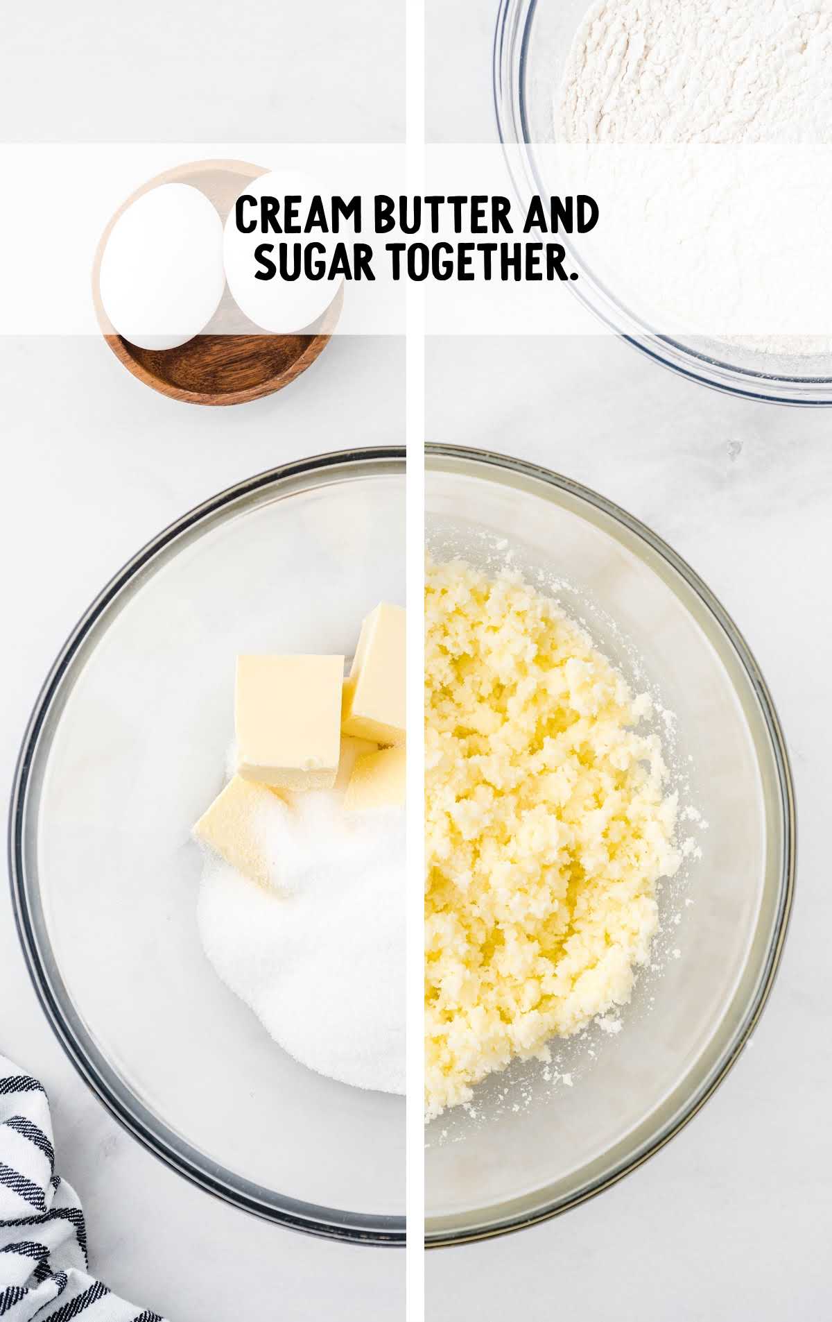 butter and sugar blended together in a bowl
