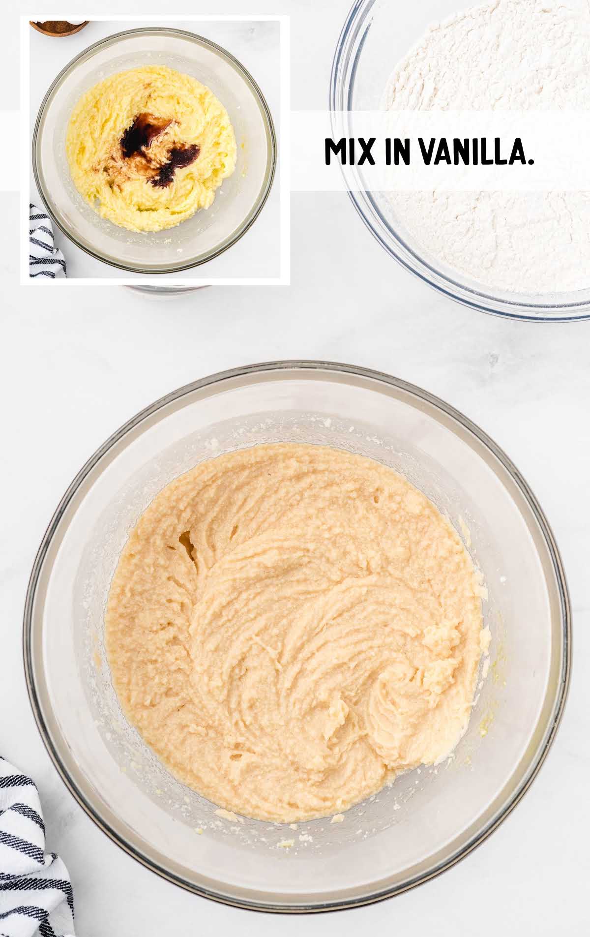 vanilla added to the cream cheese mixture in a bowl