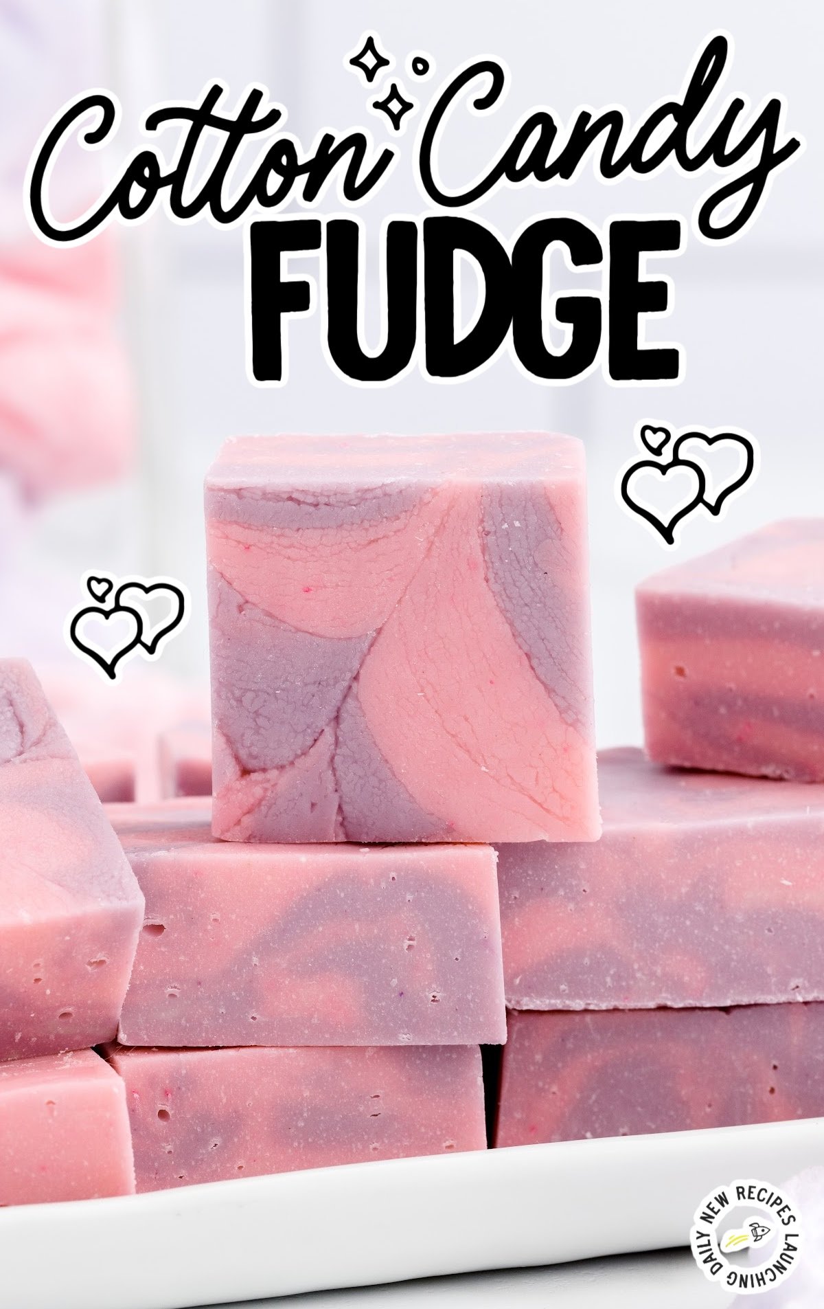 close up shot of stacks of Cotton Candy Fudge