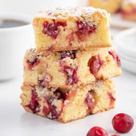 pieces of Cranberry Cake stacked on top of each other