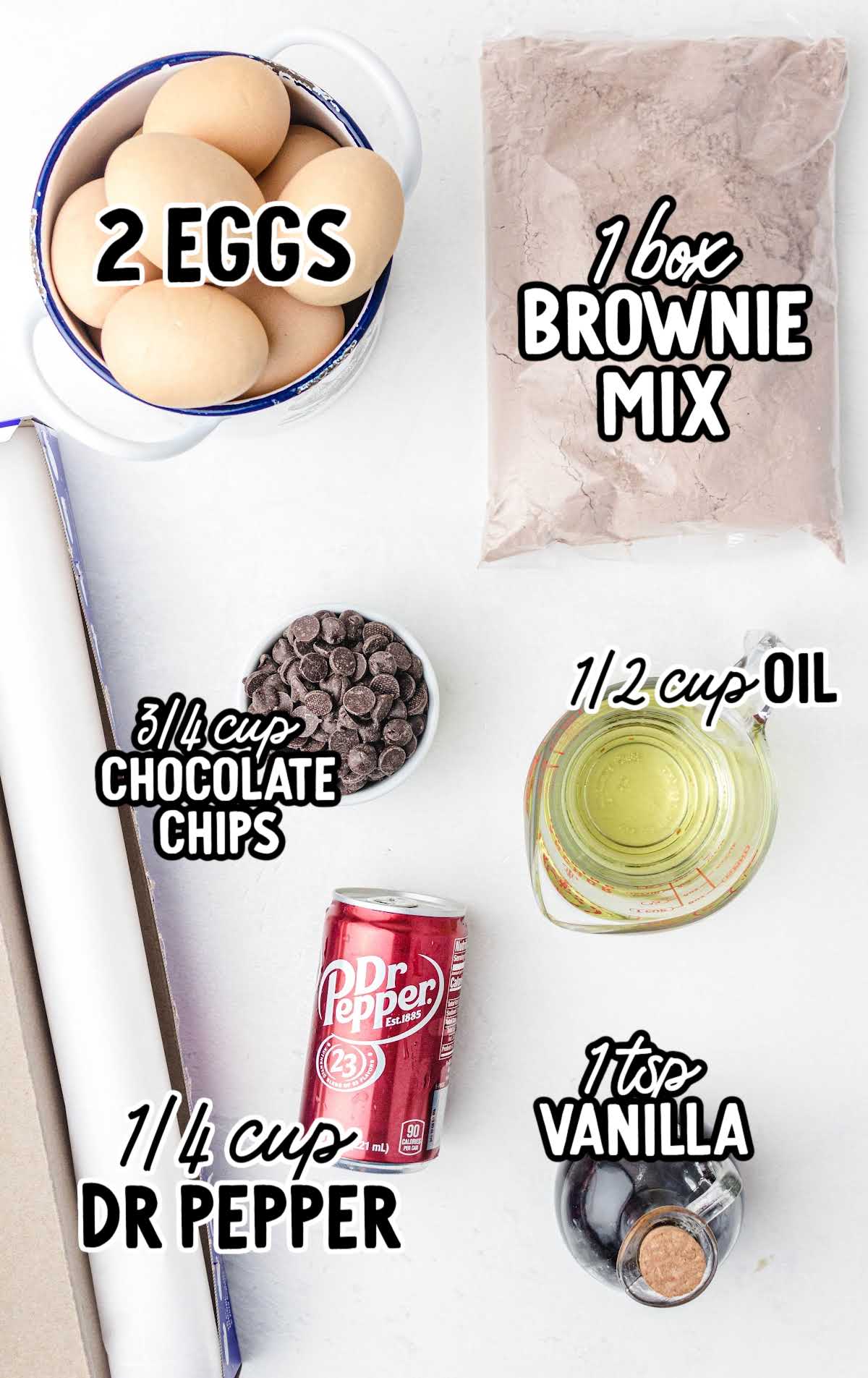 Dr Pepper Brownies raw ingredients that are labeled