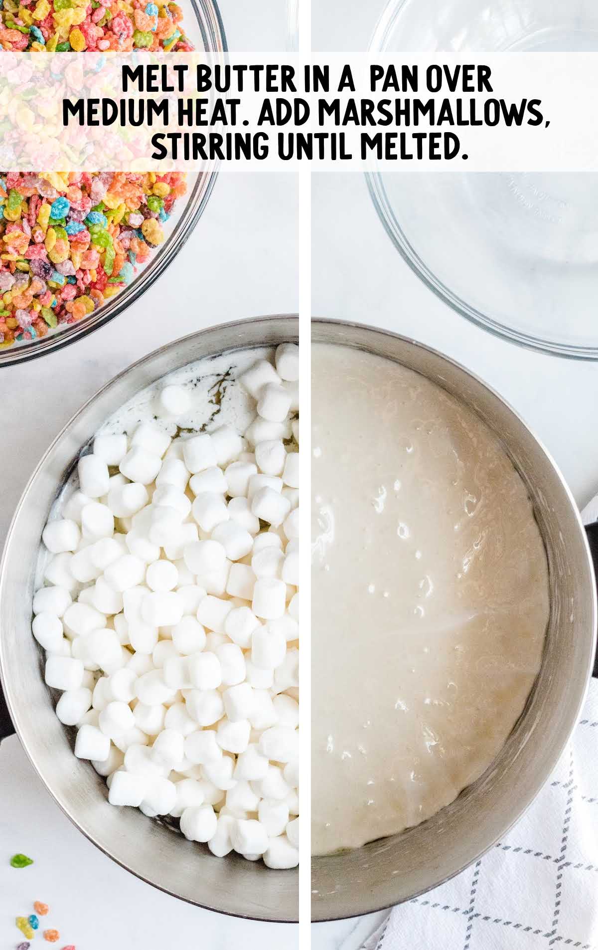 marshmallows in a pot and then melted