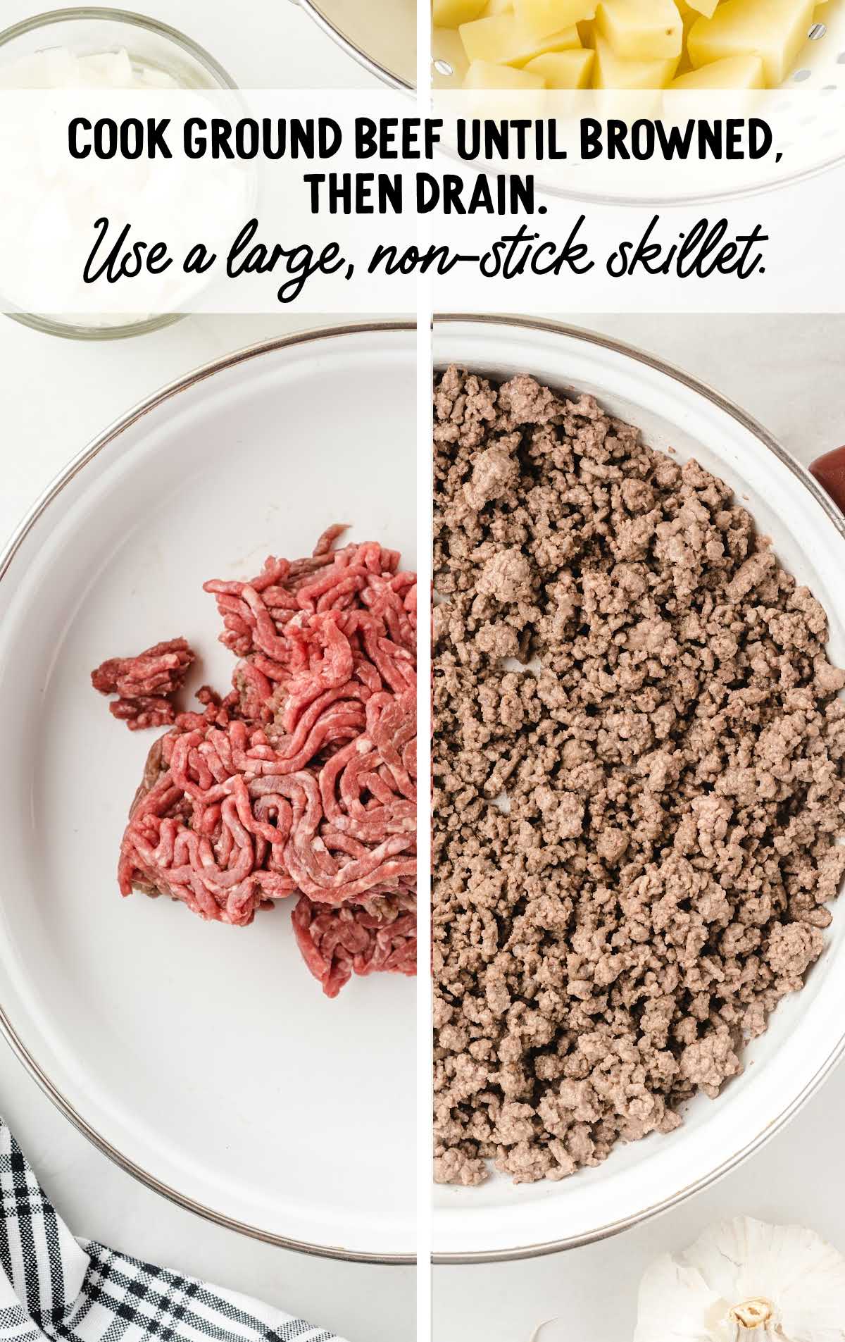 ground beef cooked in a skillet