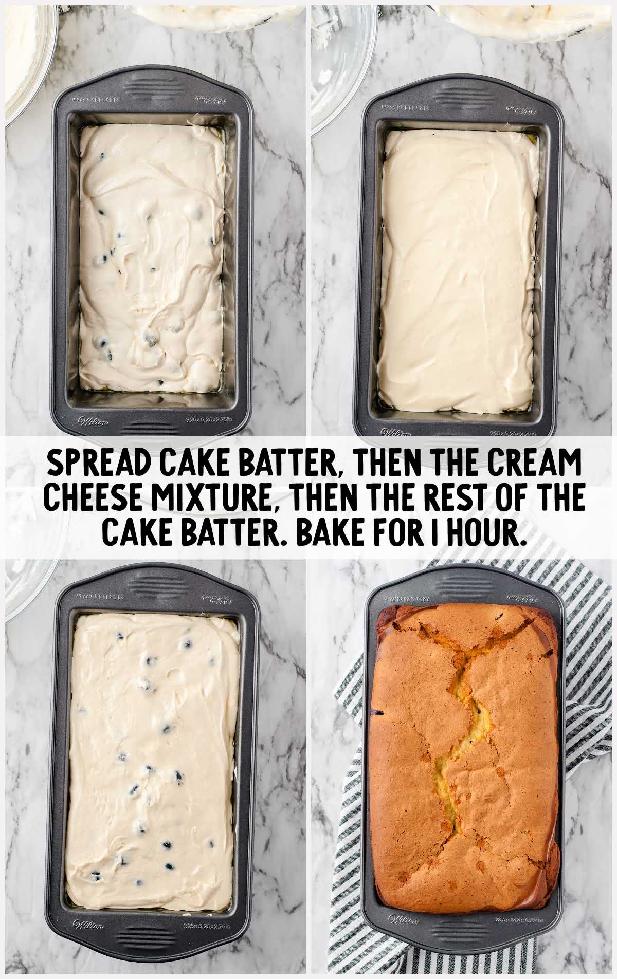 bread batter spread into a loaf pan then baked