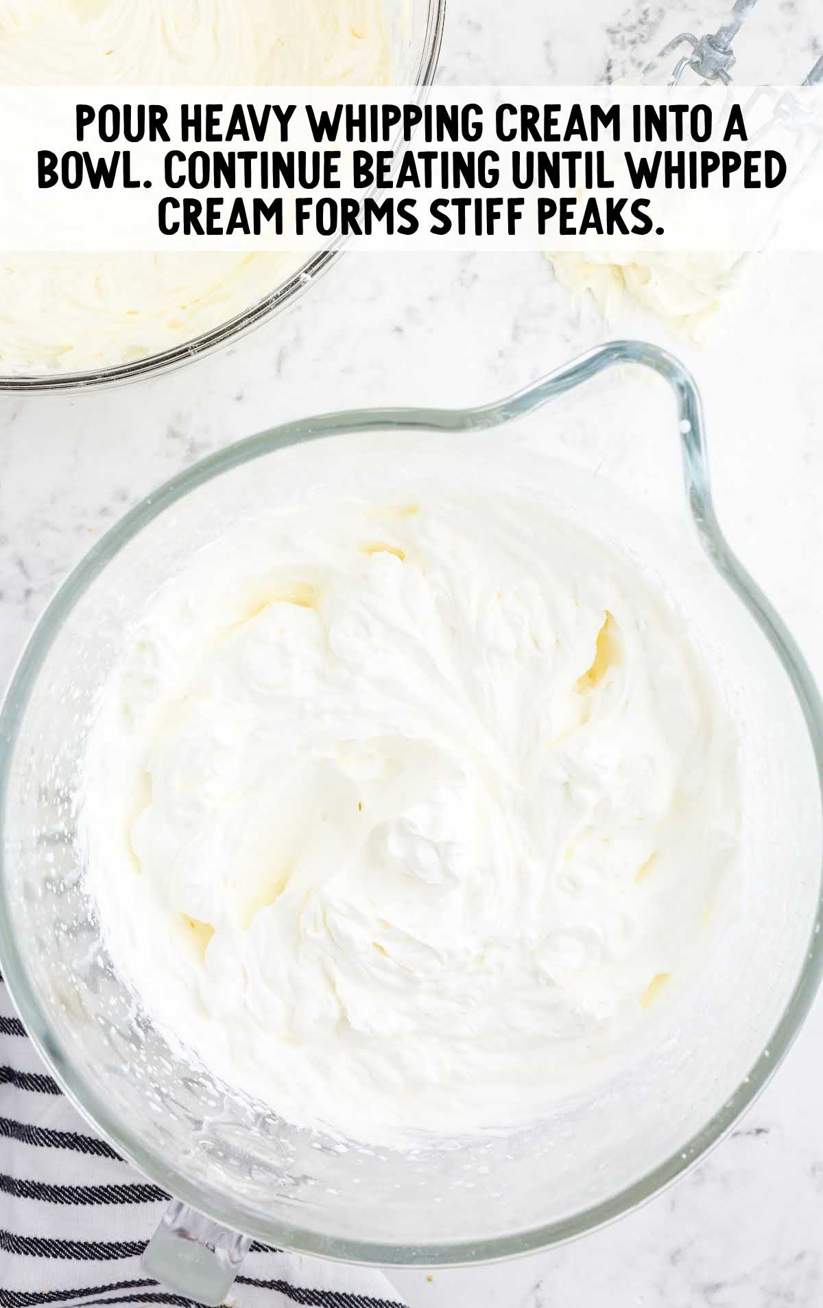 heavy whipping cream blended in a bowl