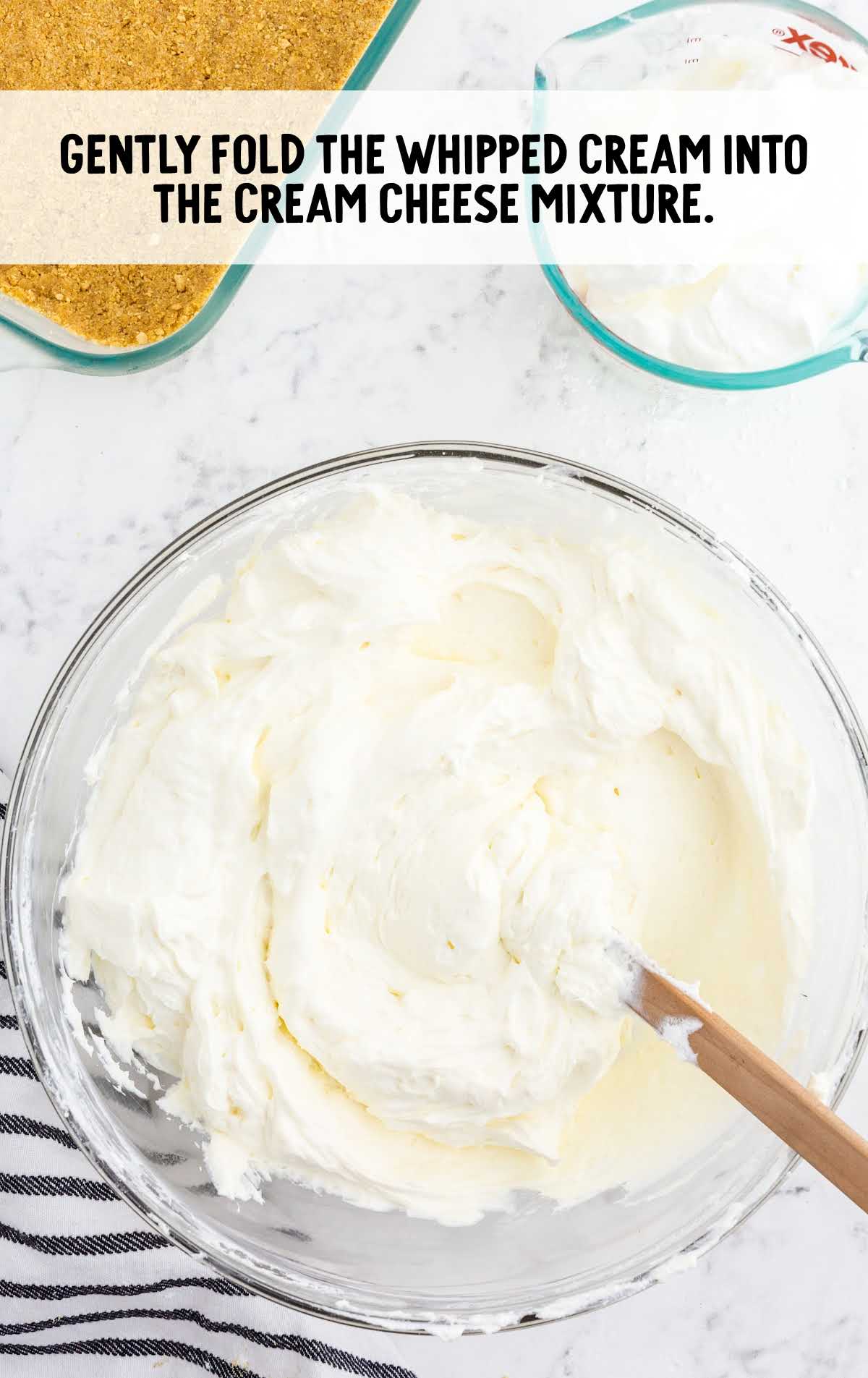 whipping cream folded into the cream cheese mixture