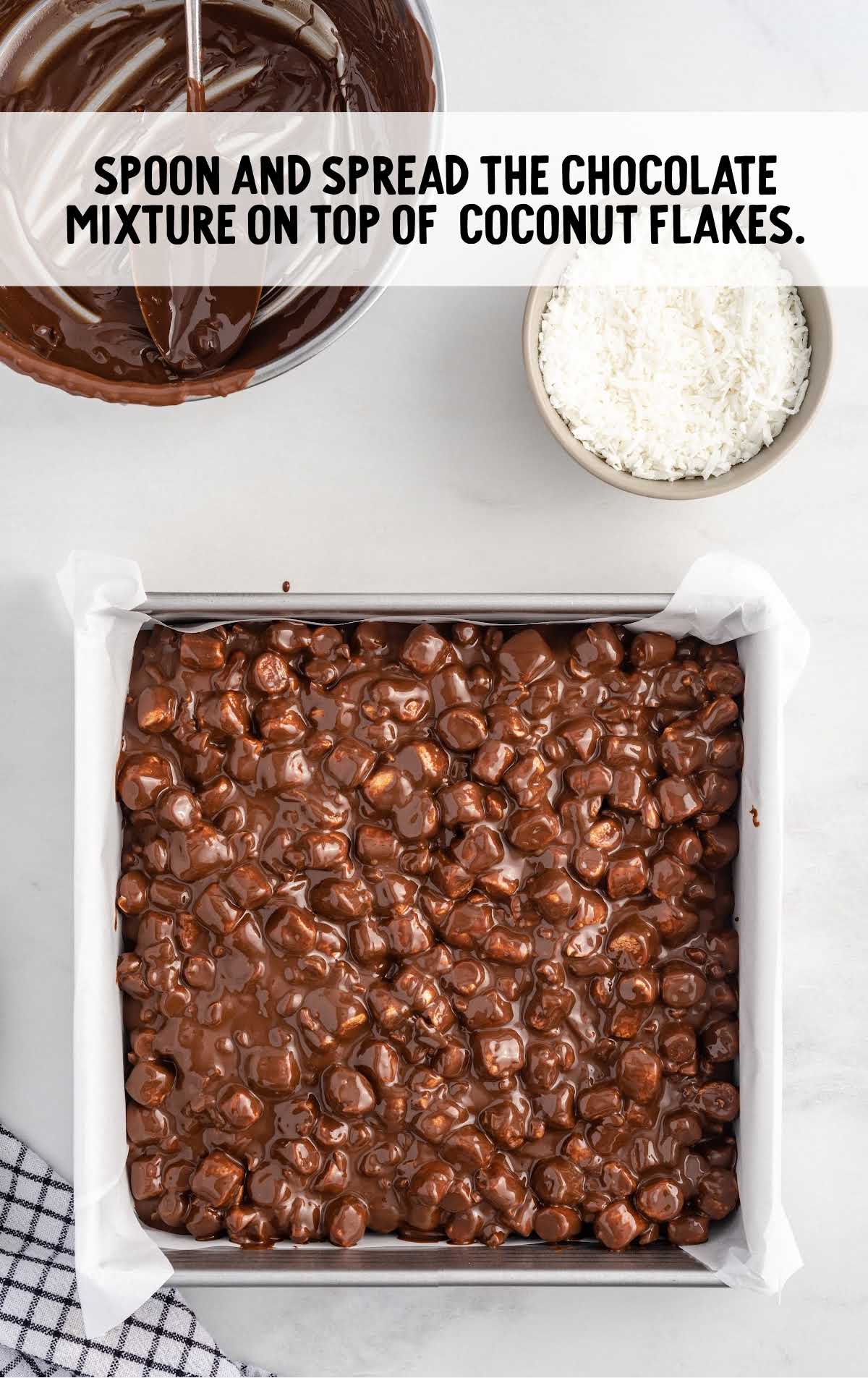 chocolate mixture in a baking dish