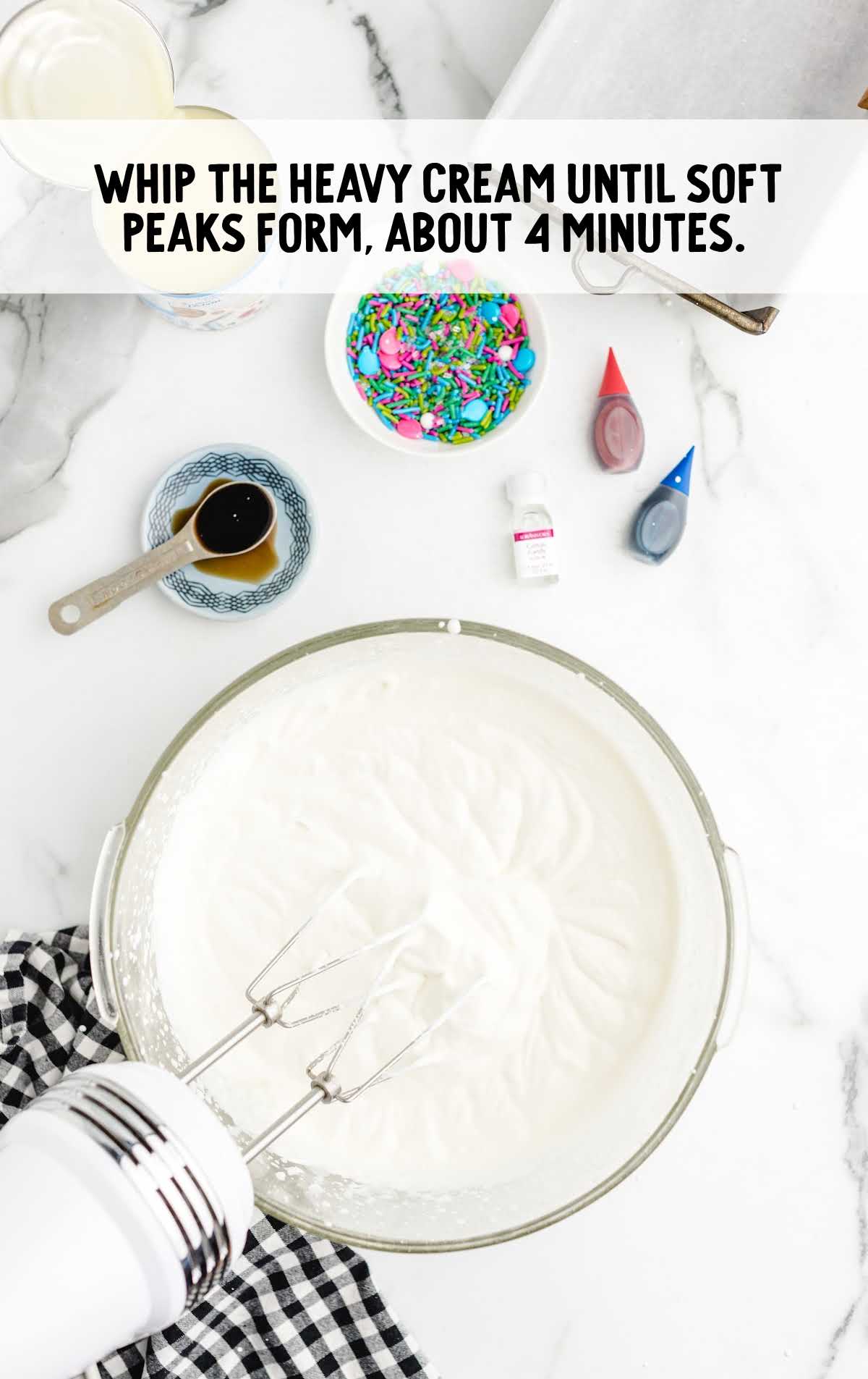 heavy cream whipped in a bowl
