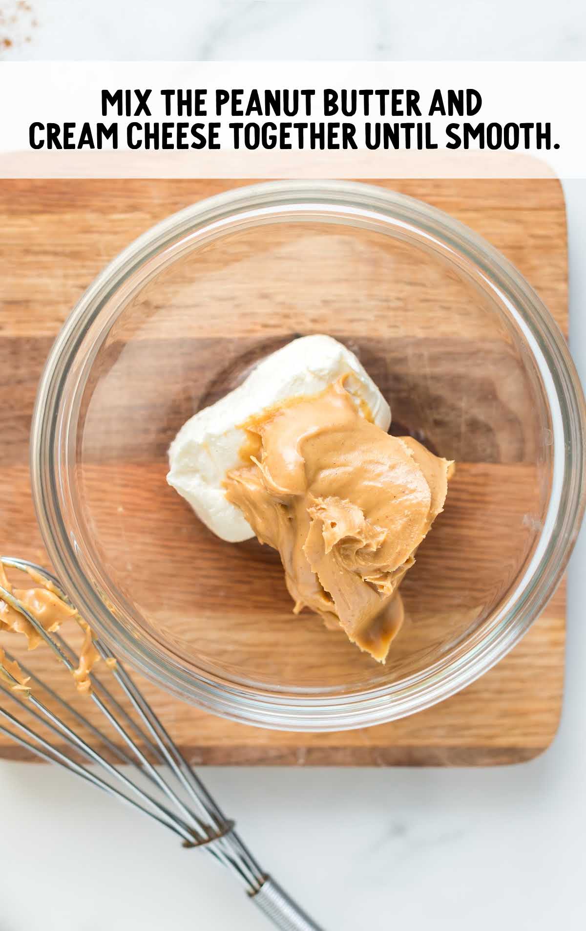 peanut butter and cream cheese in a bowl