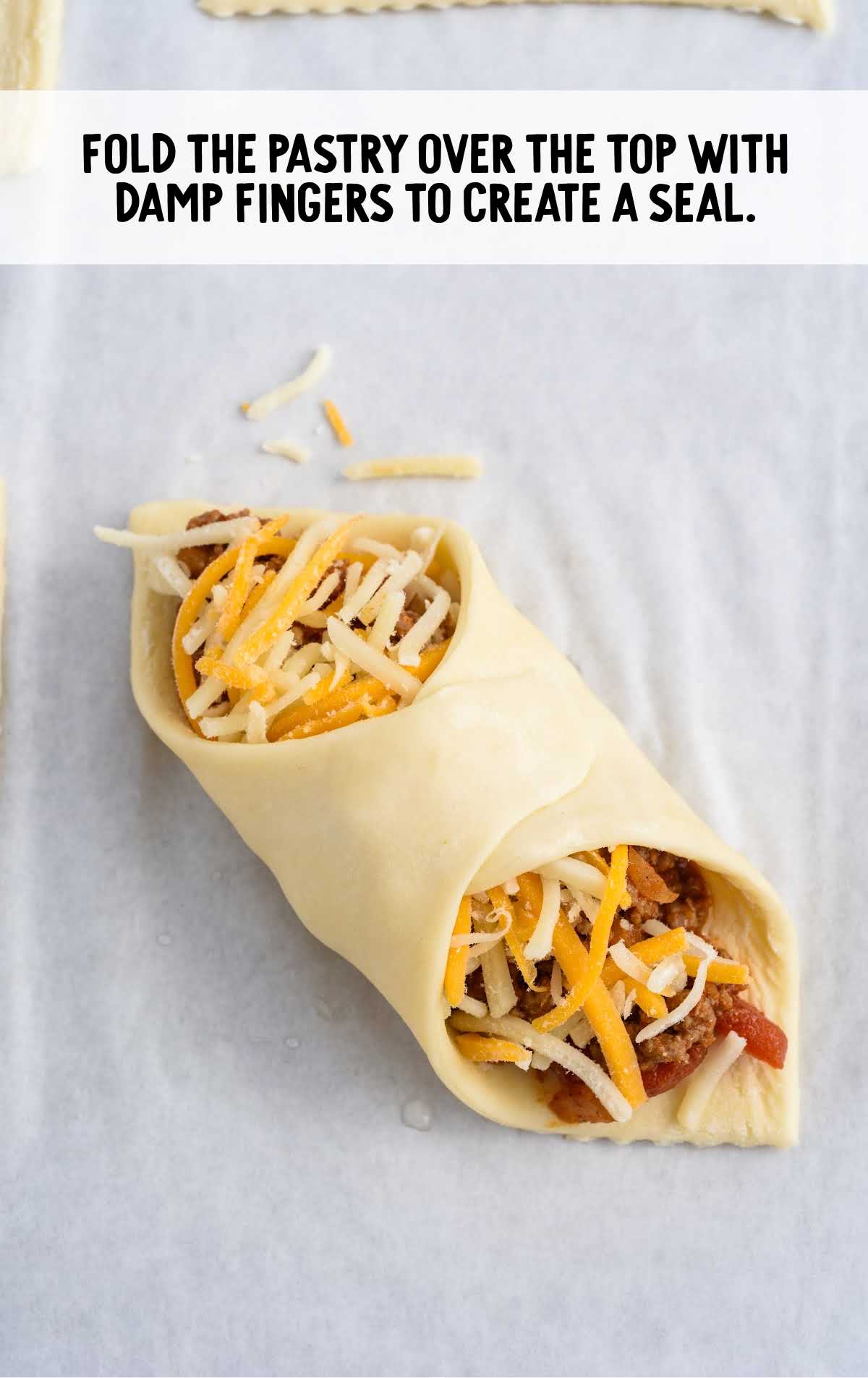 Puffy Taco on a parchment sheet line