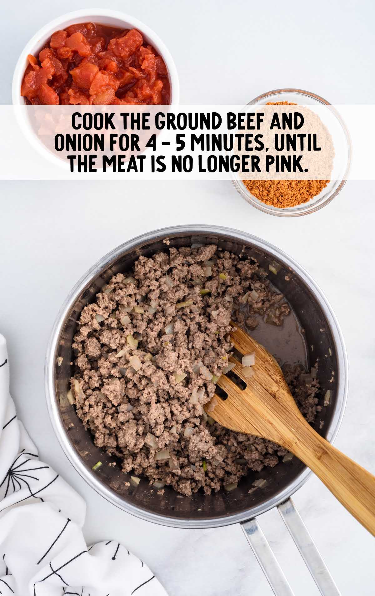 ground beef in a cooking pot
