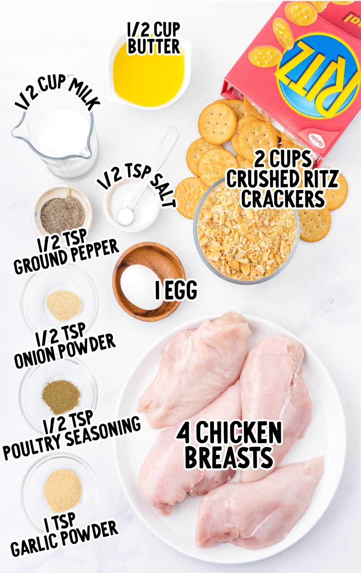 Ritz Cracker Chicken raw ingredients that are labeled