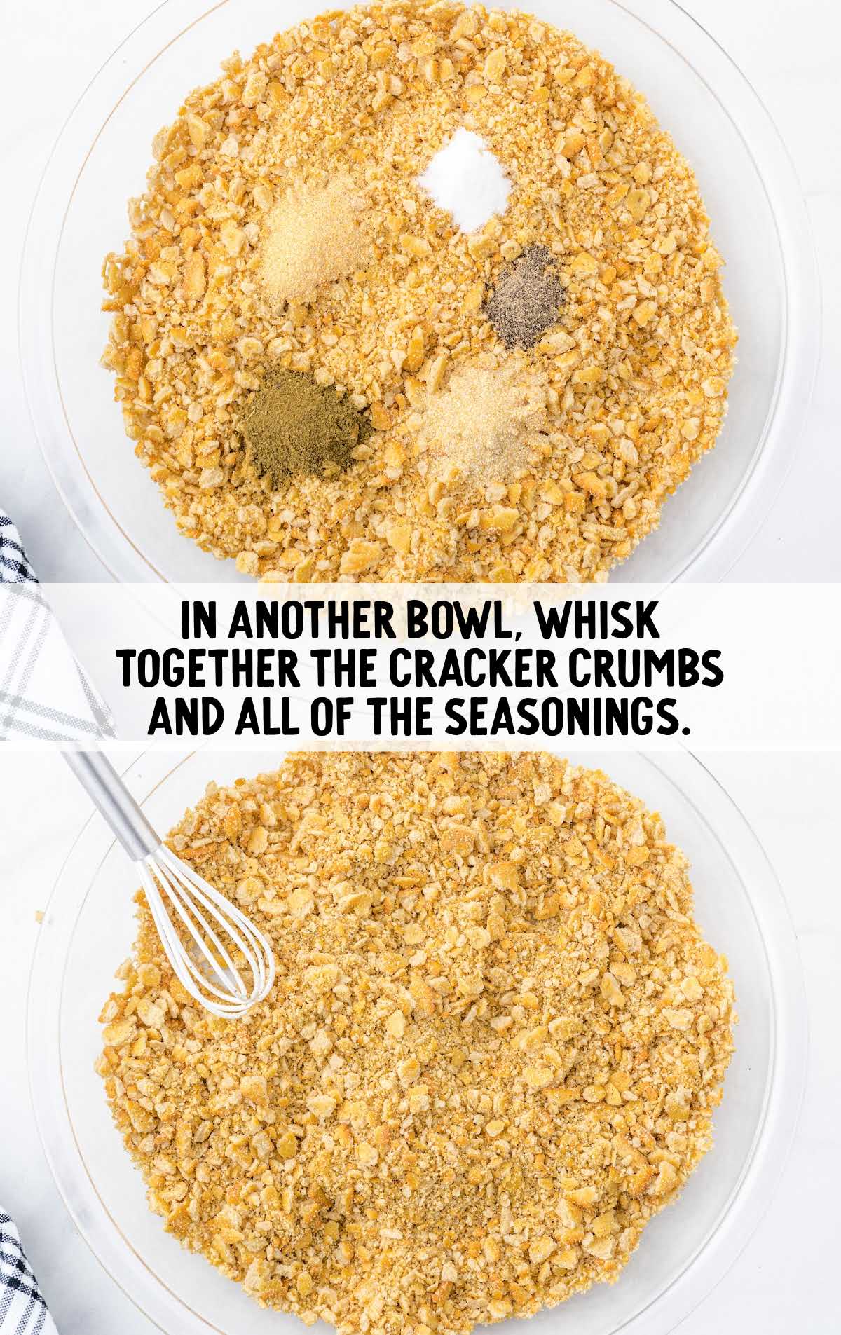 cracker crumbs and seasonings whisked together in a bowl