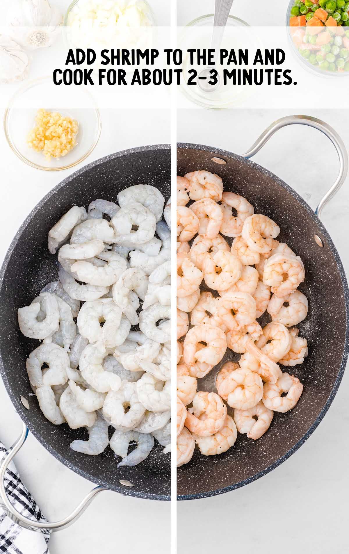shrimp being cooked in a skillet