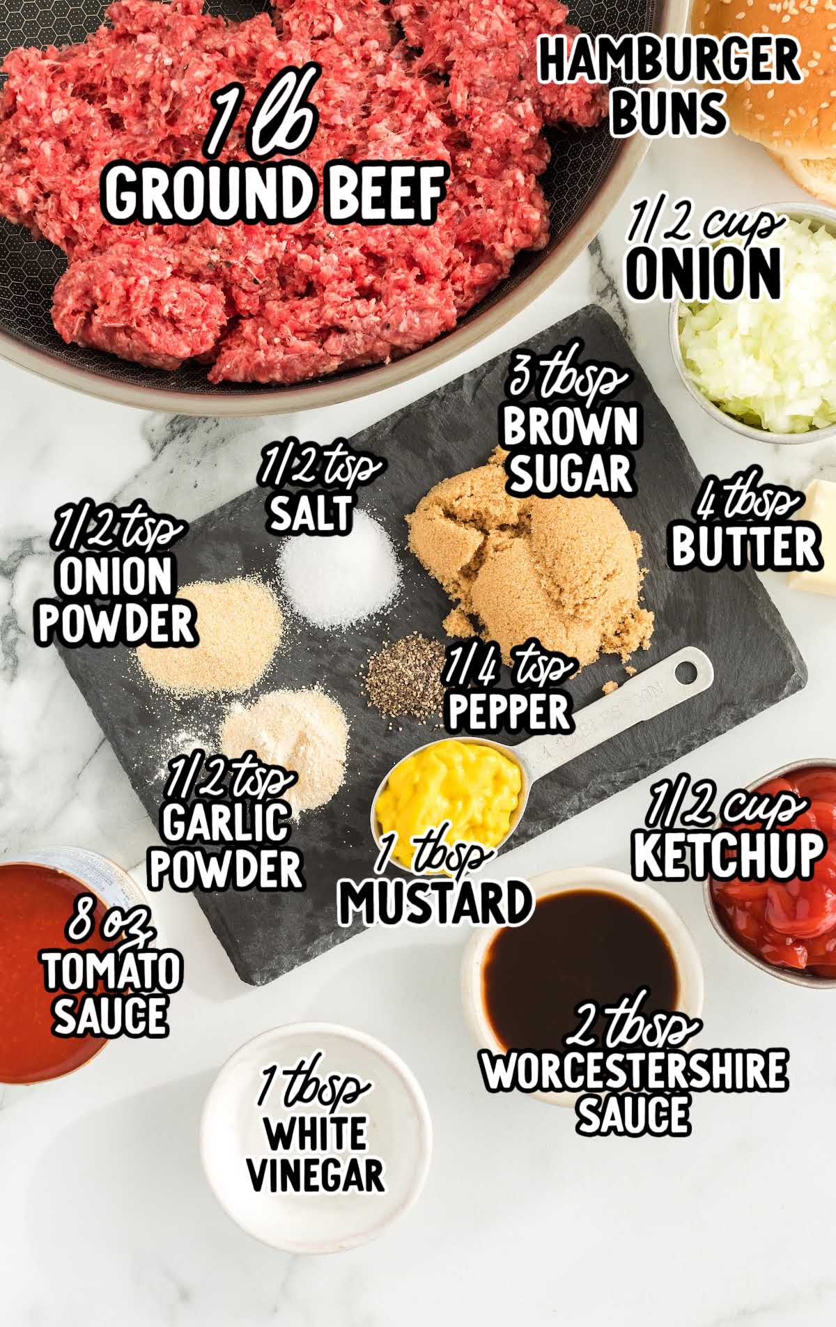 Sloppy Joes raw ingredients that are labeled