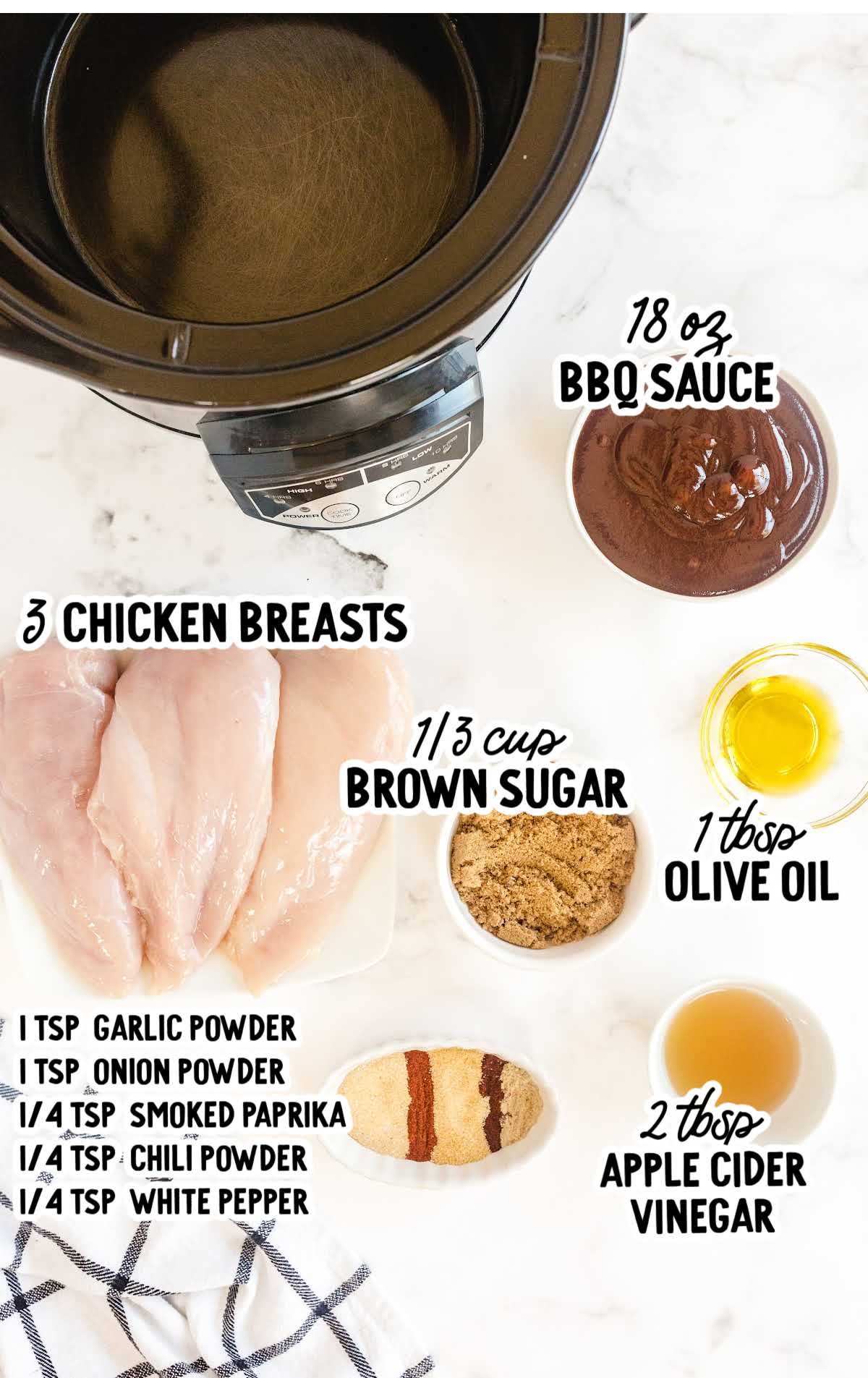Slow cooker pulled bbq chicken raw ingredients that are labeled