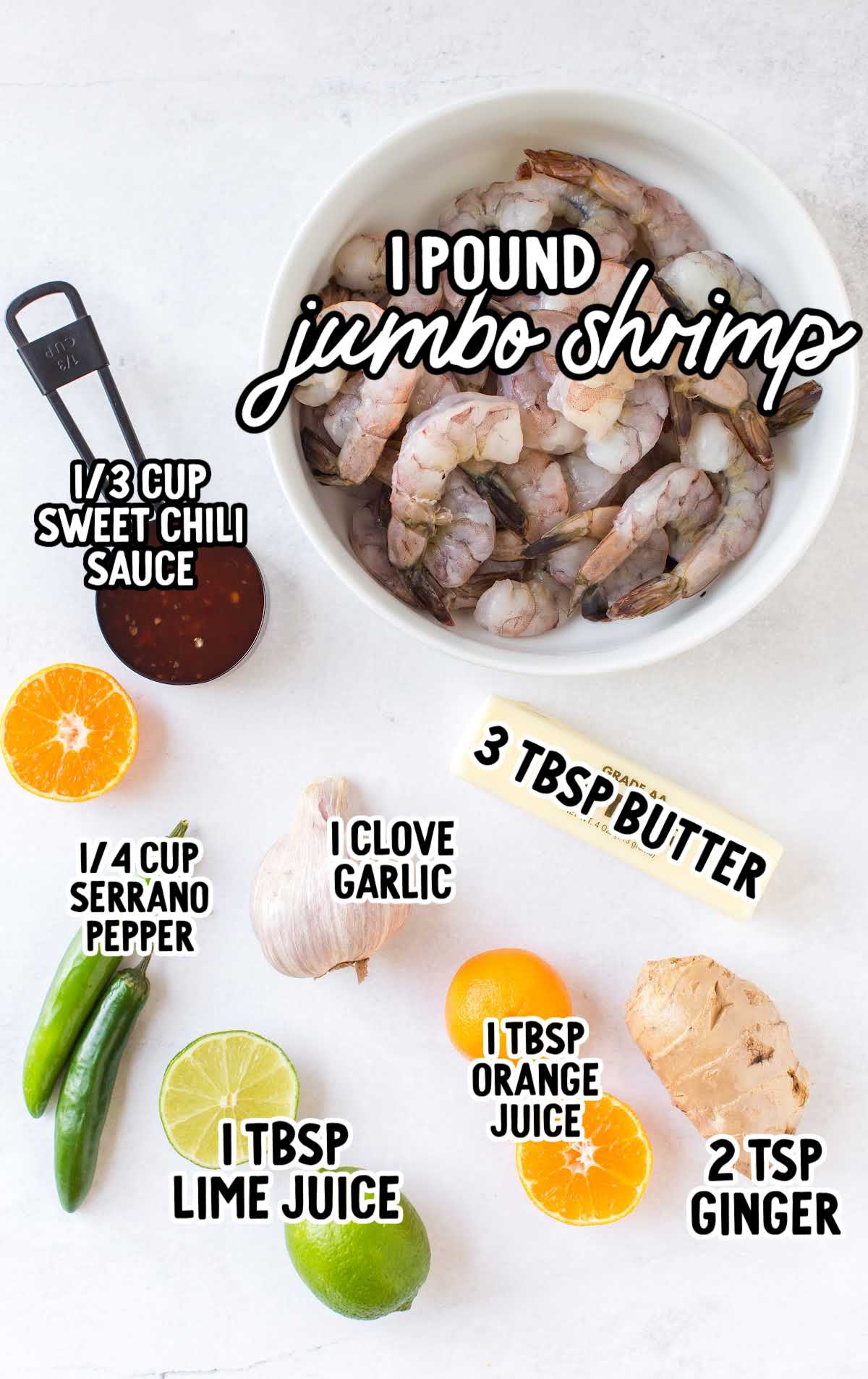 Spicy Garlic Shrimp raw ingredients that are labeled