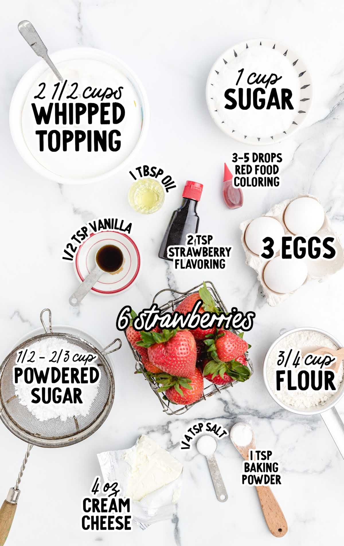 Strawberry Roll Cake raw ingredients that are labeled