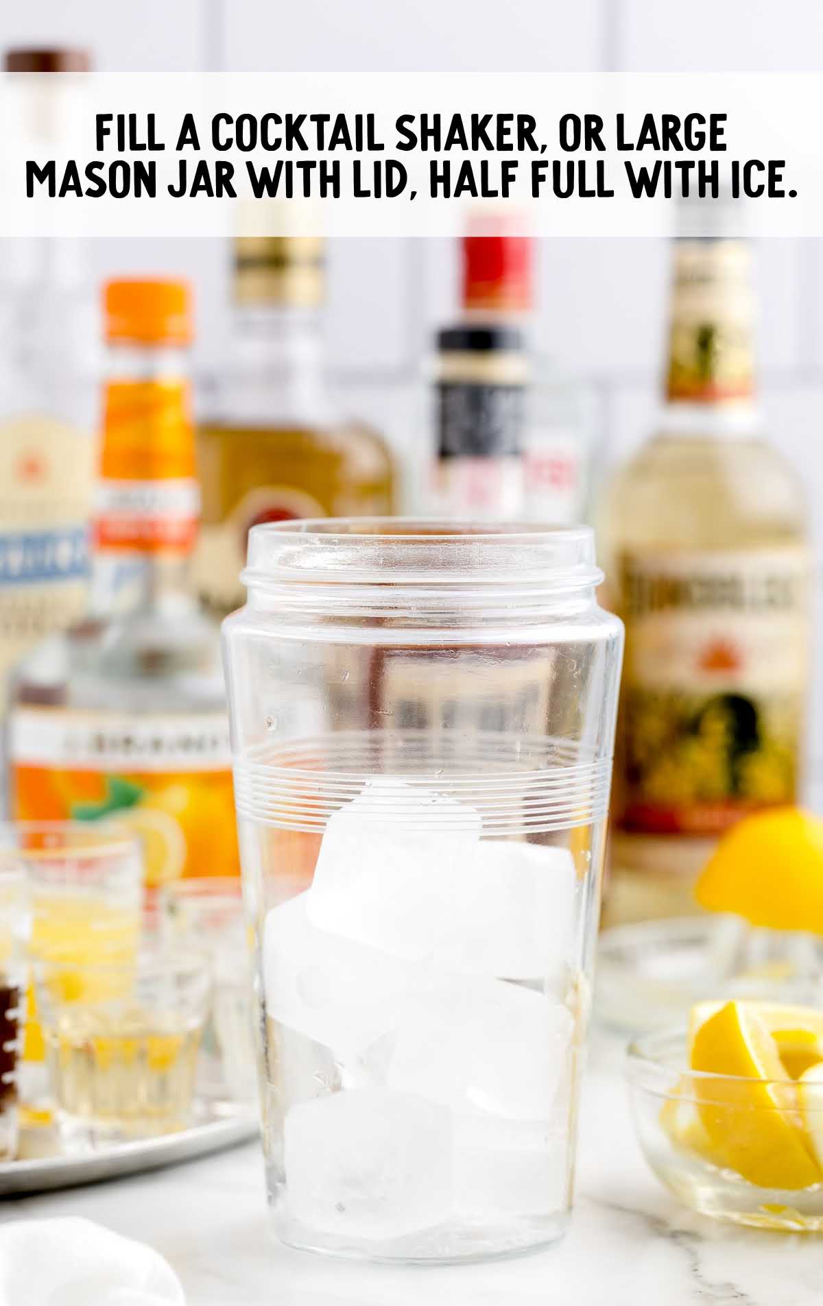 pieces of ice in a cocktail shaker