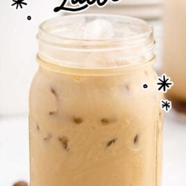 Vanilla Latte in a glass cup with ice