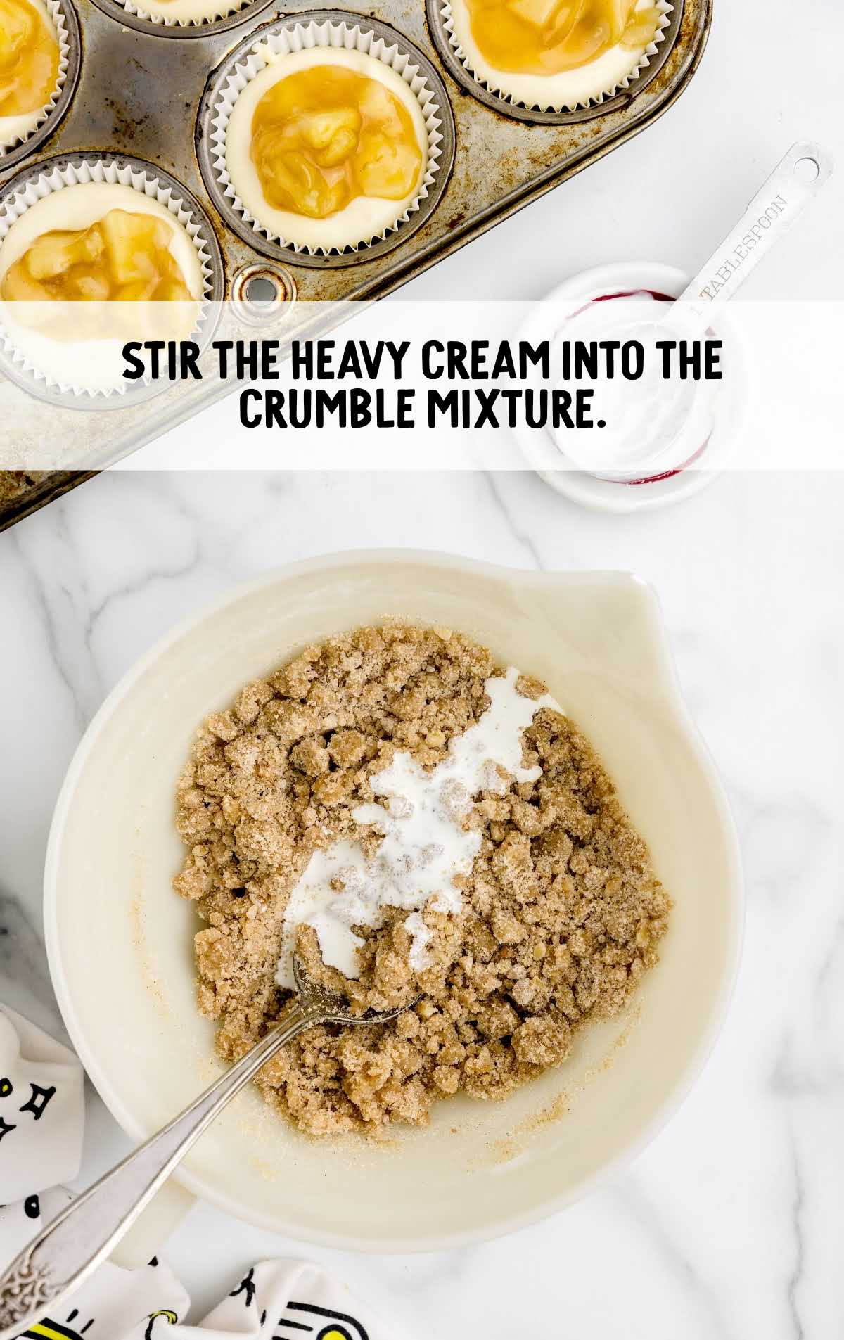 heavy cream stirred into the crumble mixture