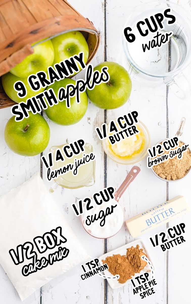 Apple Dump Cake raw ingredients that are labeled