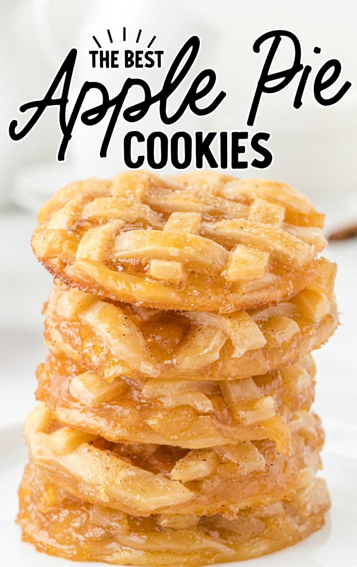 Apple Pie Cookies stacked on top of each other on a plate