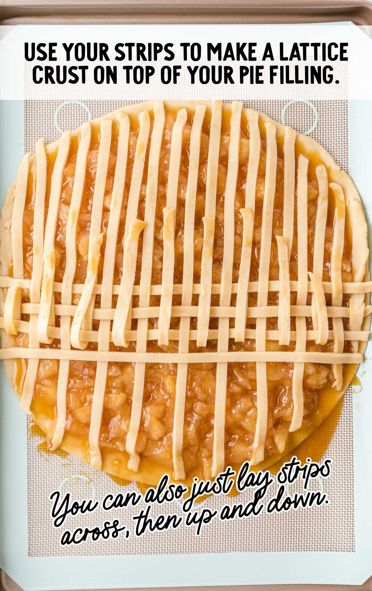 lattice crust on top of the pie filling