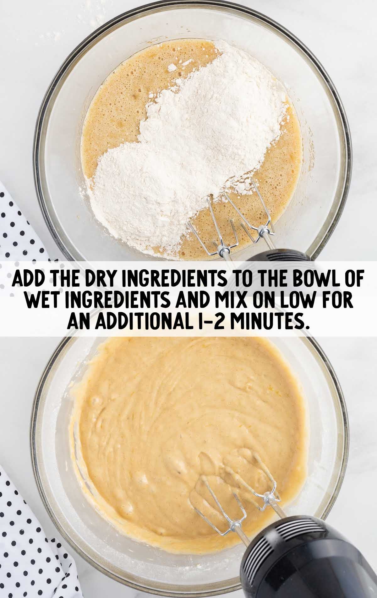 muffin dry ingredients in a bowl and then blended in a bowl