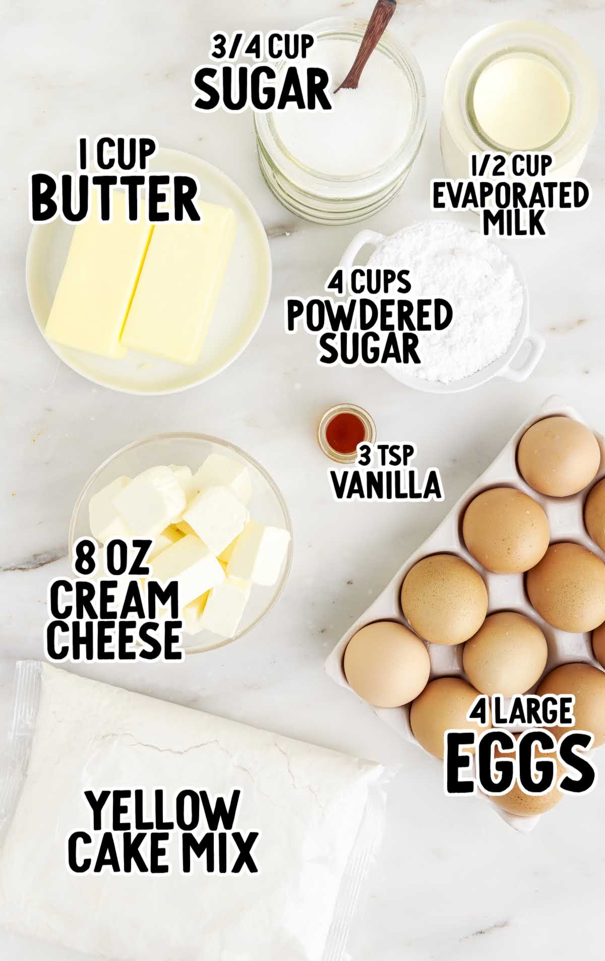 Butter Cake raw ingredients that are labeled