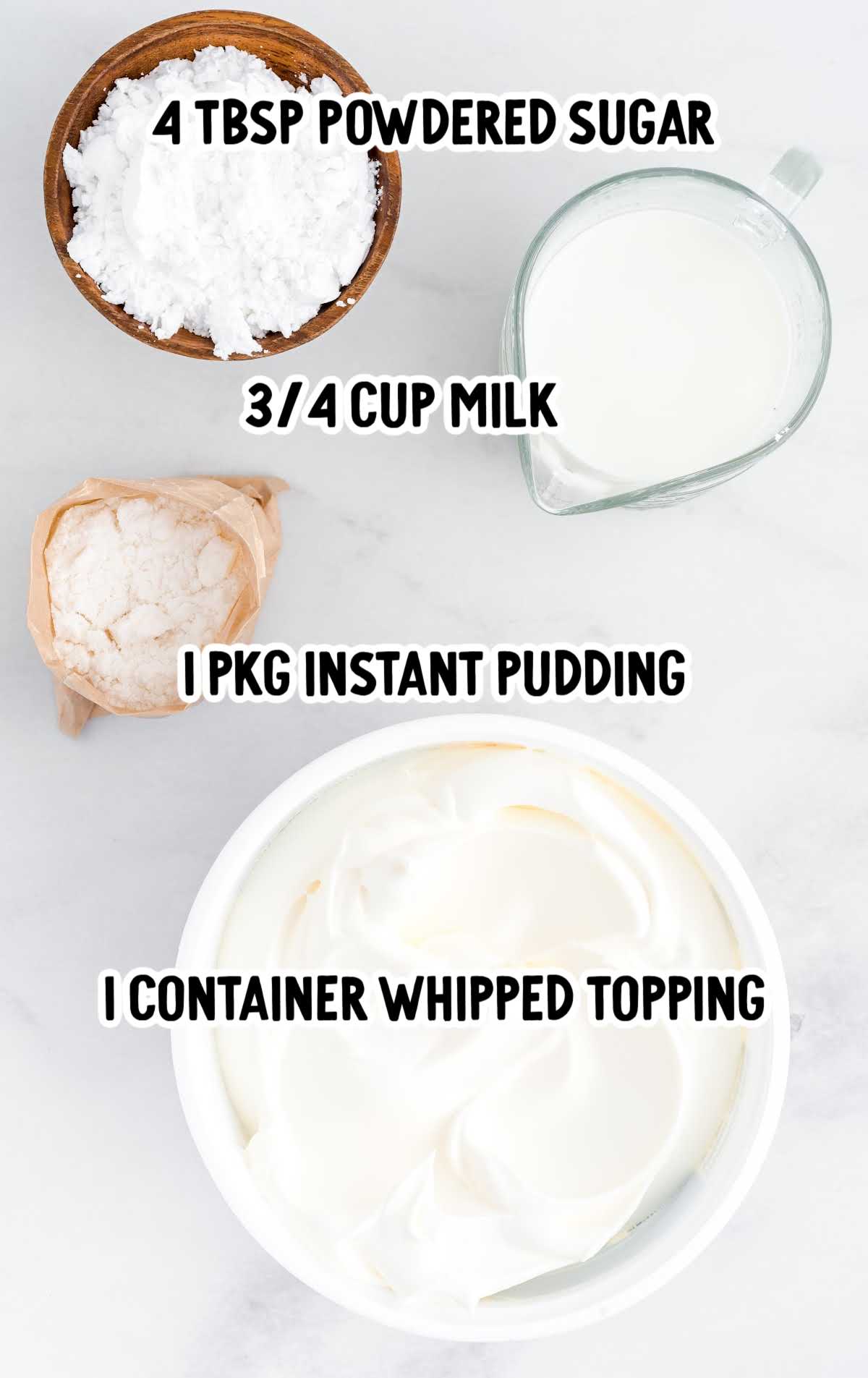Cool Whip Frosting raw ingredients that are labeled