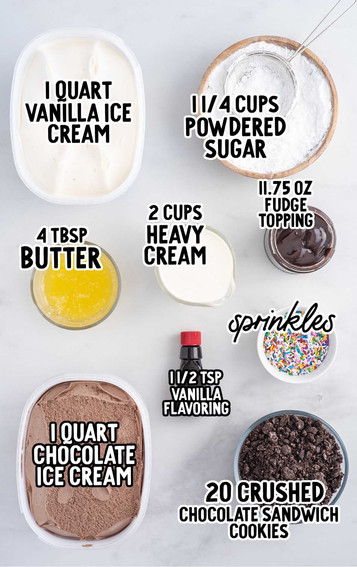 Copycat Dairy Queen Ice Cream Cake raw ingredients that are labeled