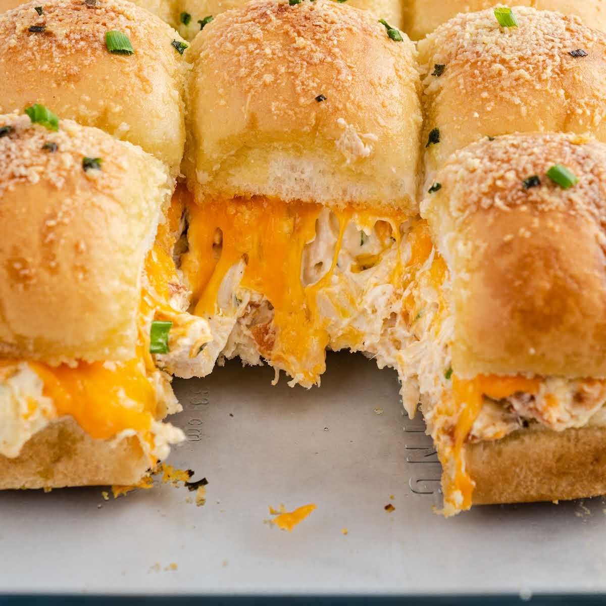 close up shot of Crack Chicken Sliders