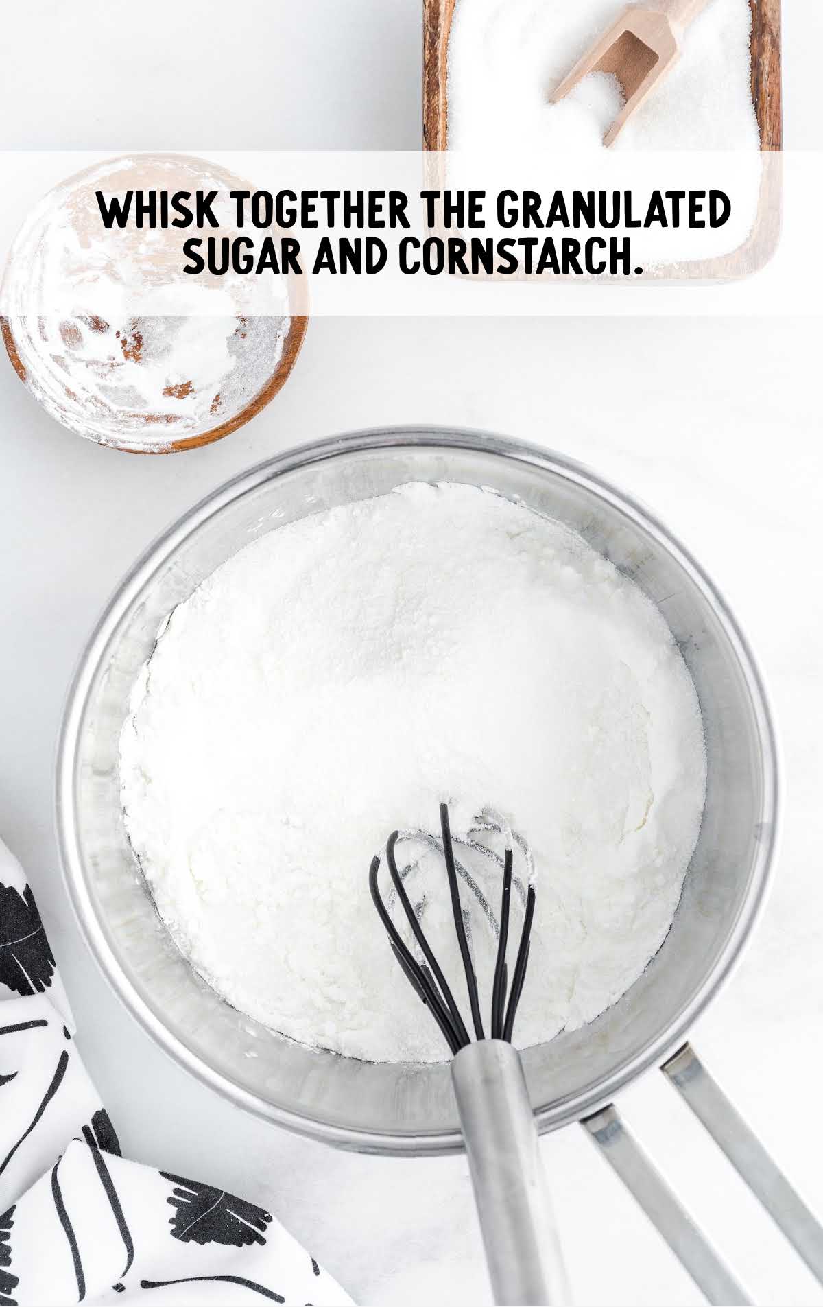 granulated sugar and cornstarch whisked together in a pan
