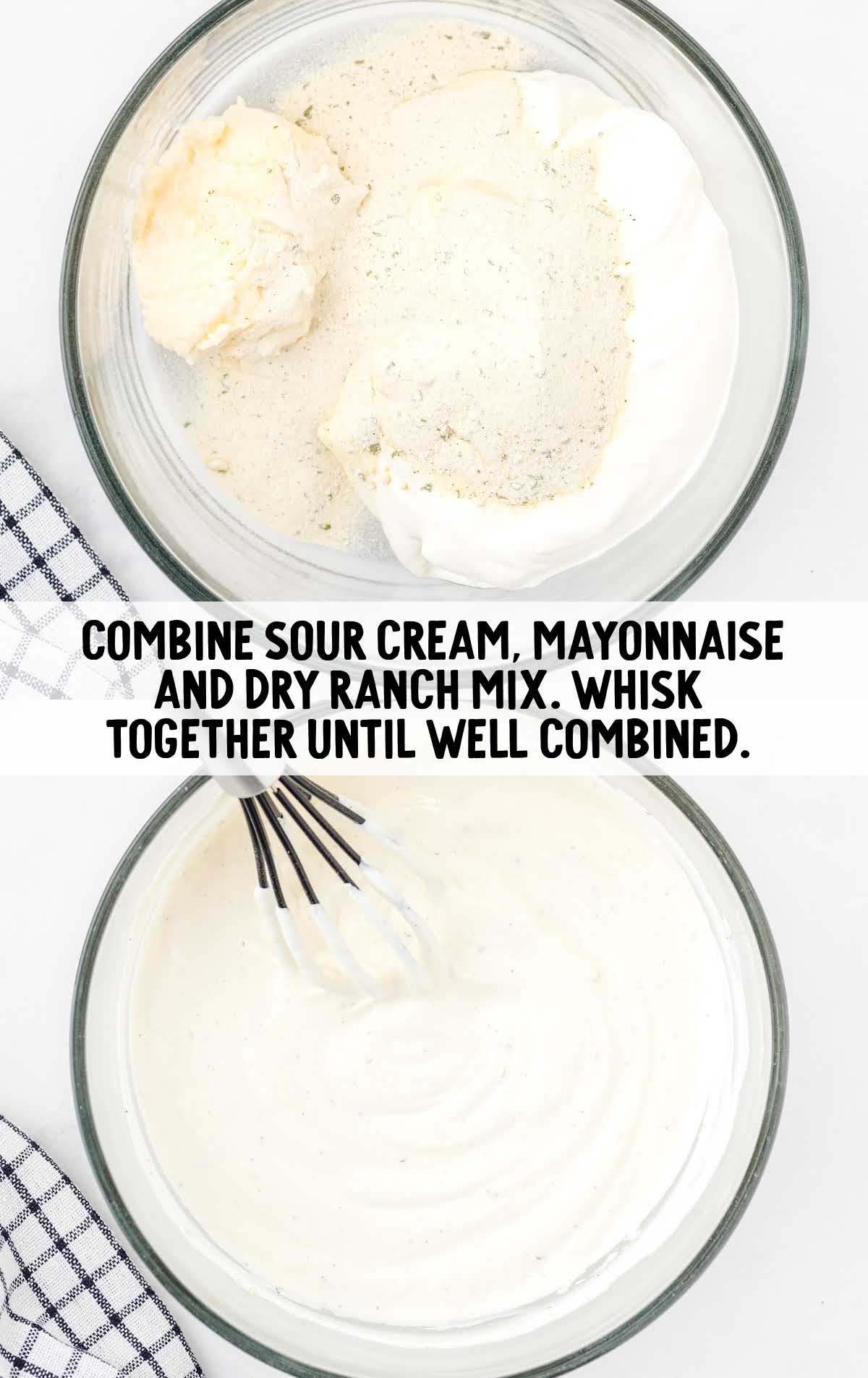 sour cream, mayonnaise and dry ingredients whisked together in a bowl
