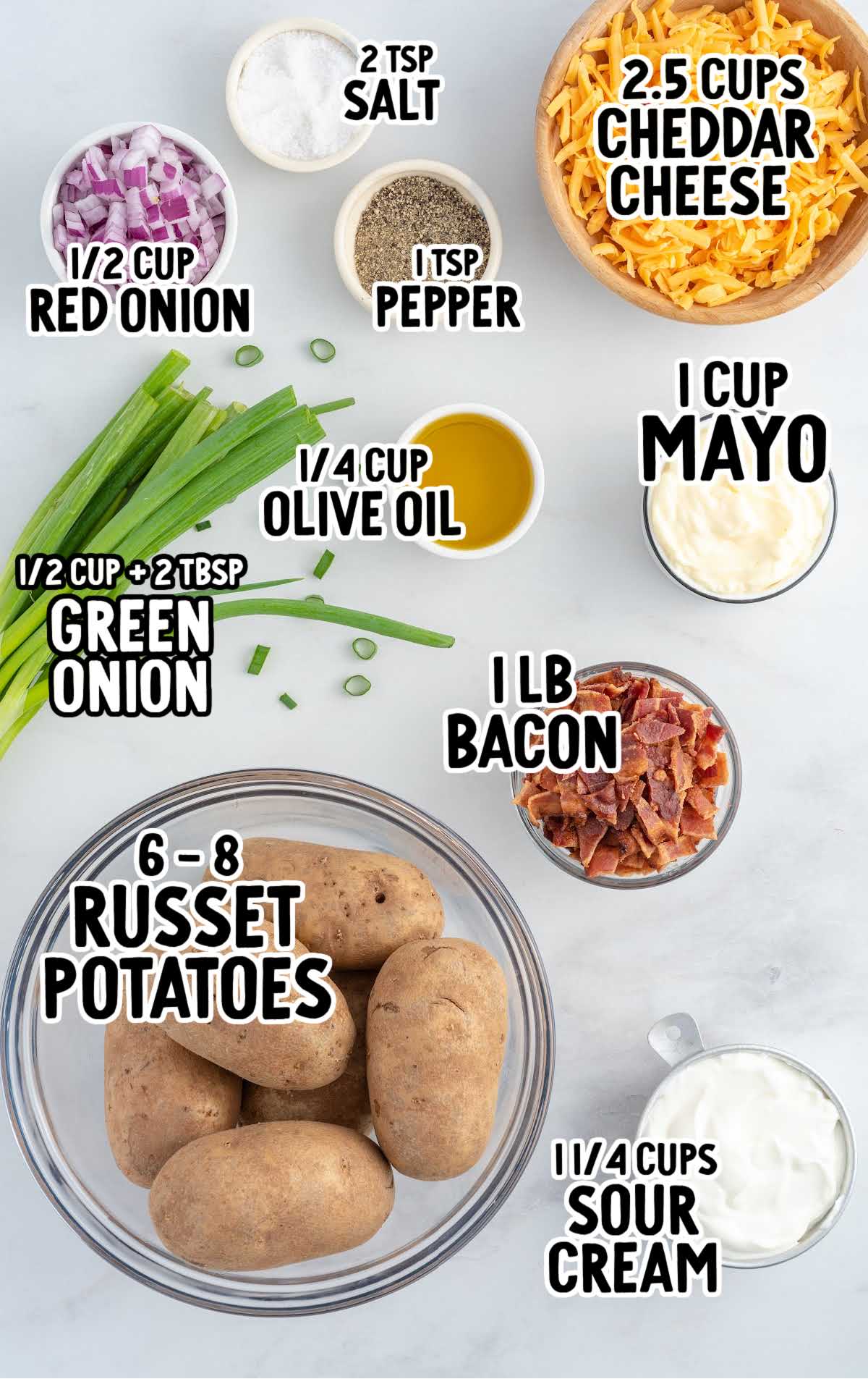 Loaded Baked Potato Salad raw ingredients that are labeled