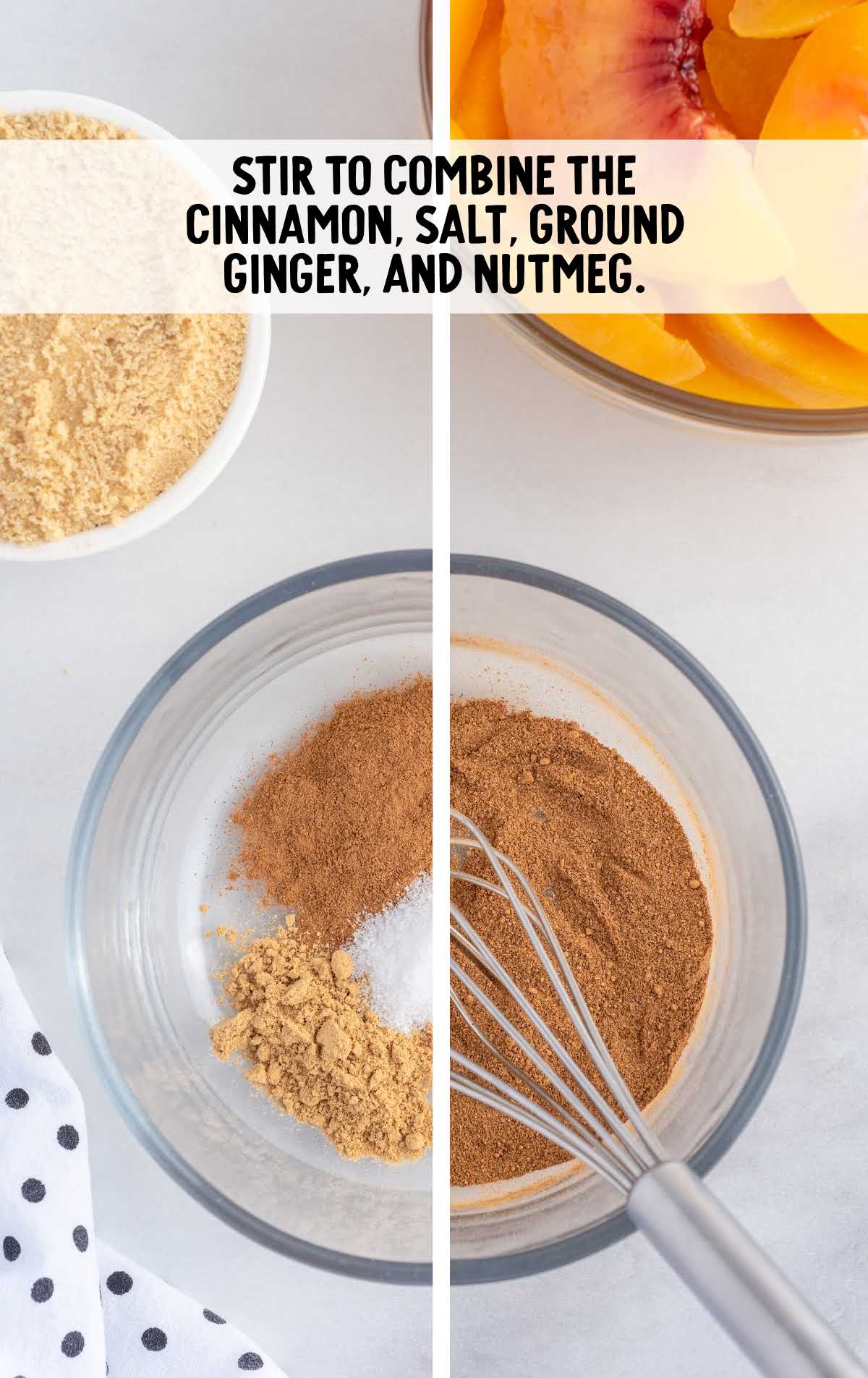 cinnamon, salt, ground ginger, and nutmeg whisked together in a bowl