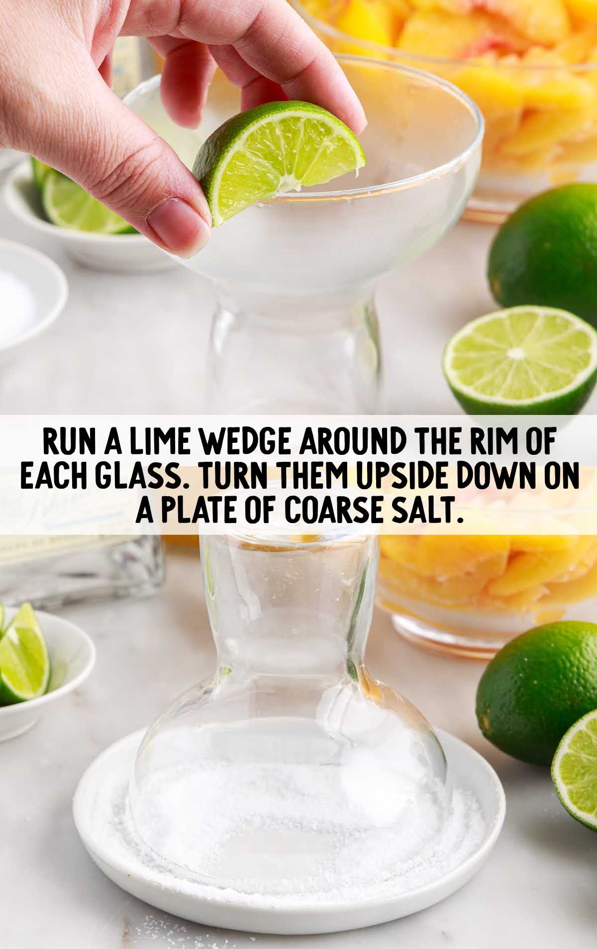 lime wedged around the glass