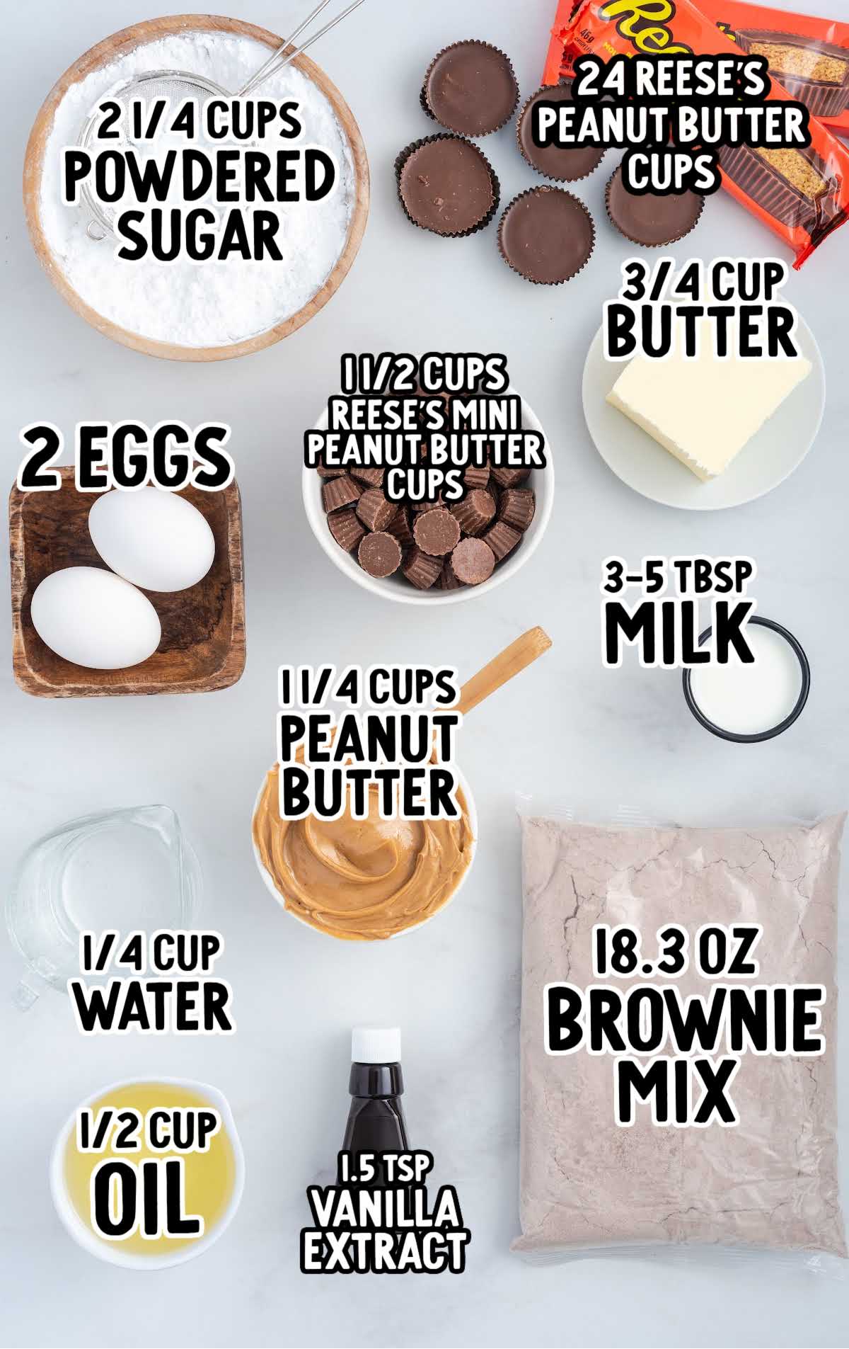 Reese's Peanut Butter Cupcakes raw ingredients that are labeled