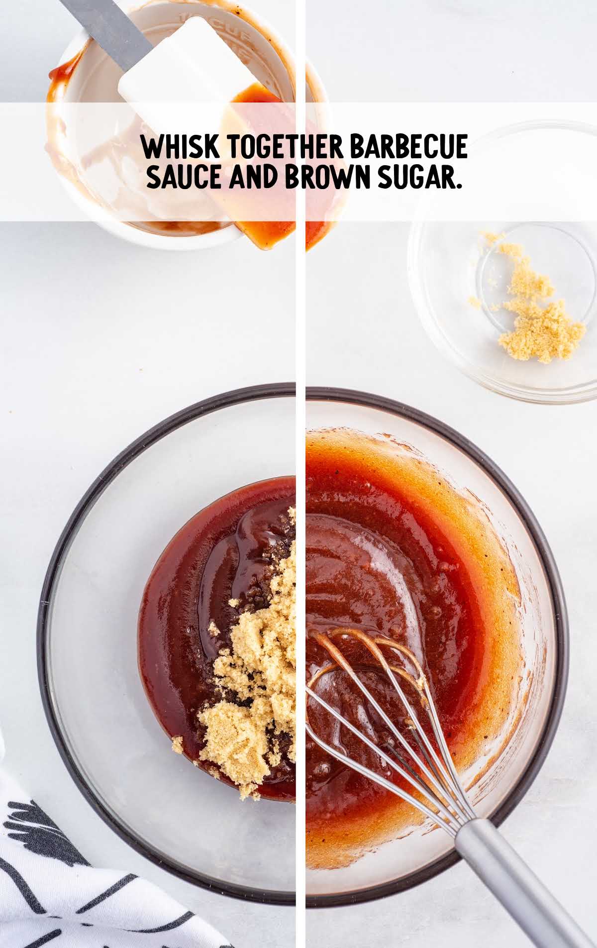 barbecue sauce and brown sugar whisked together in a bowl