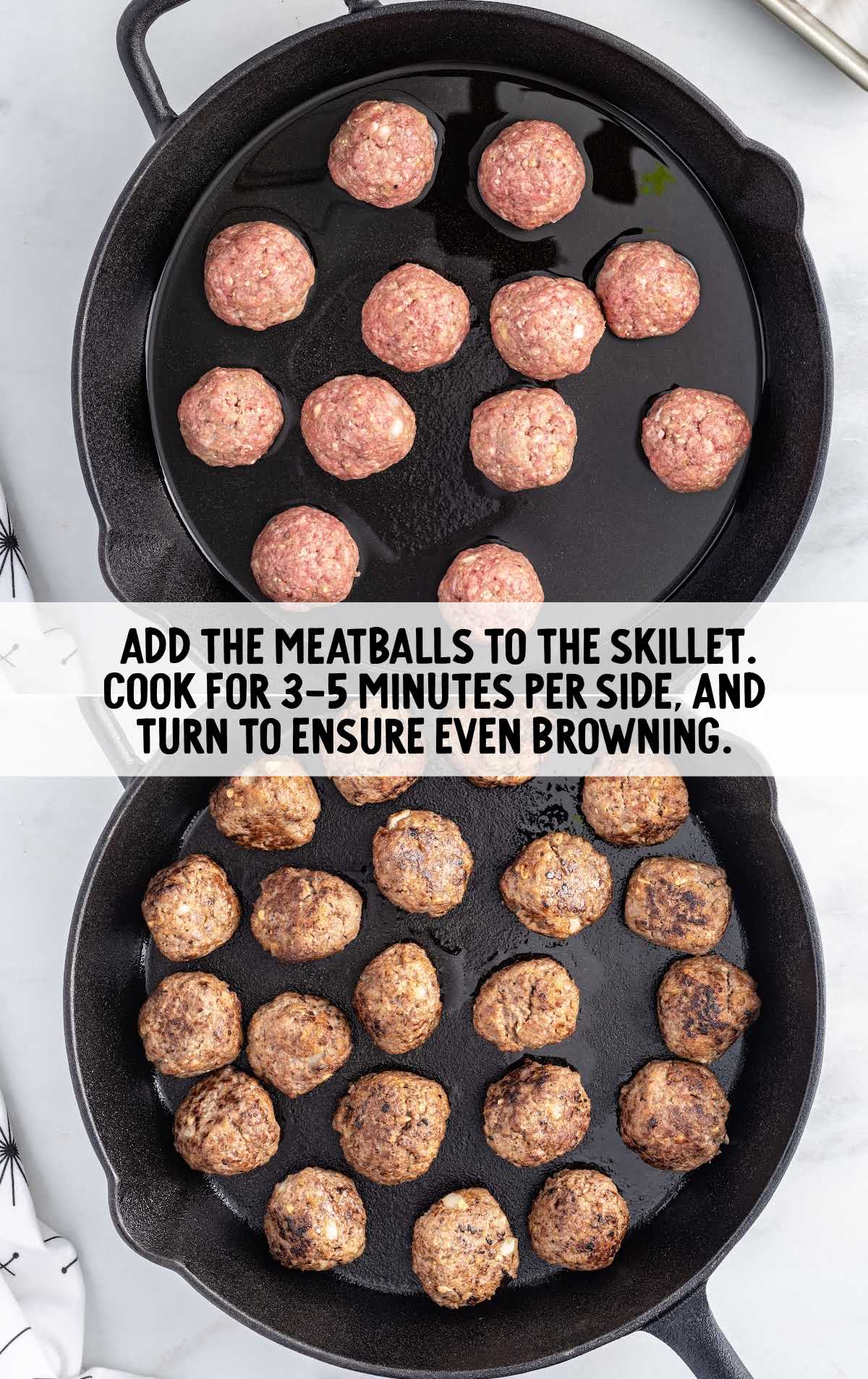 cooked meatballs in a skillet